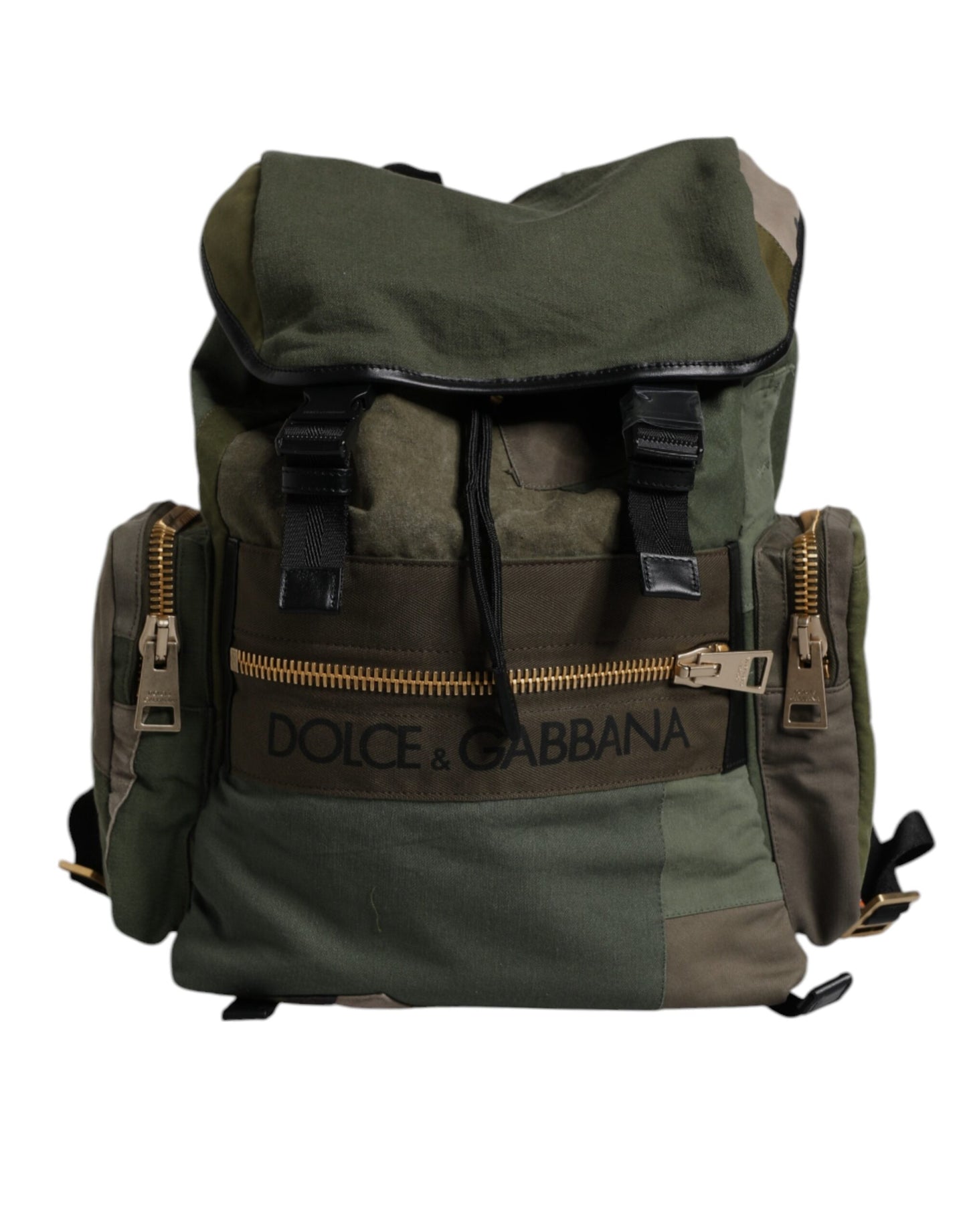 Sac à dos d'école patchwork vert militaire Dolce & Gabbana