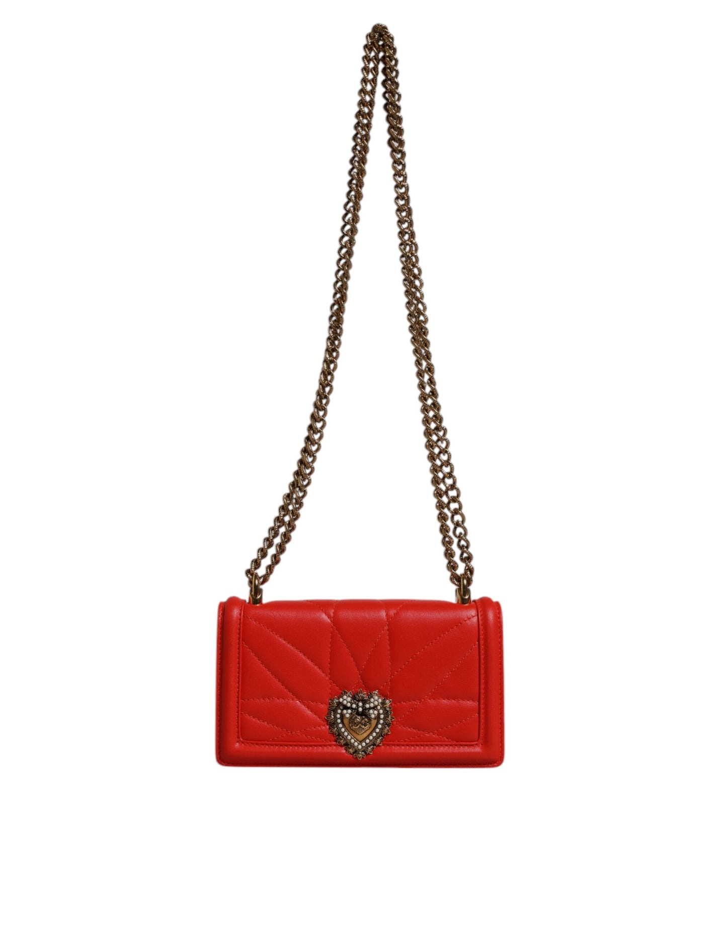 Sac bandoulière matelassé rouge Dolce & Gabbana avec chaîne pour téléphone