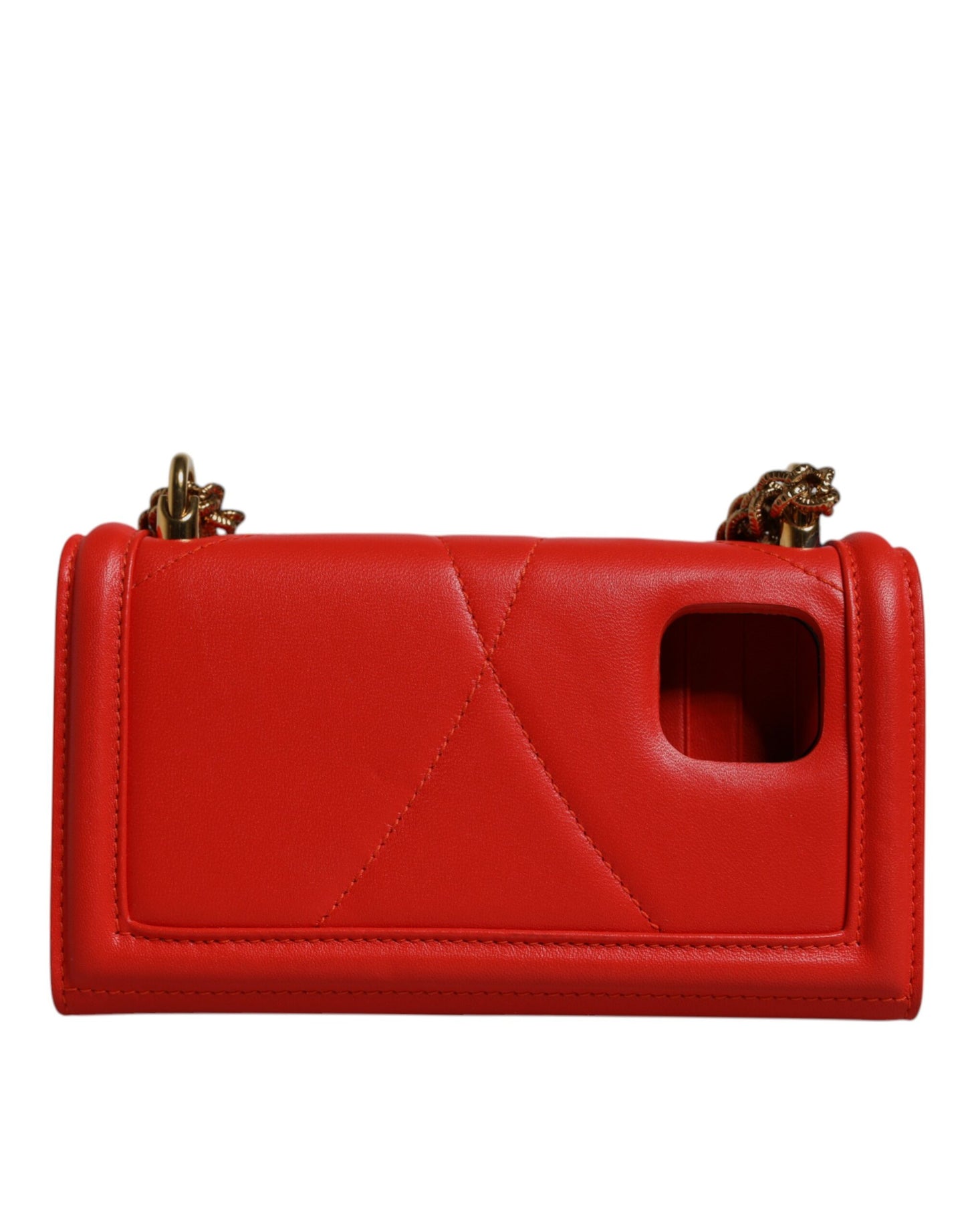 Sac bandoulière matelassé rouge Dolce & Gabbana avec chaîne pour téléphone