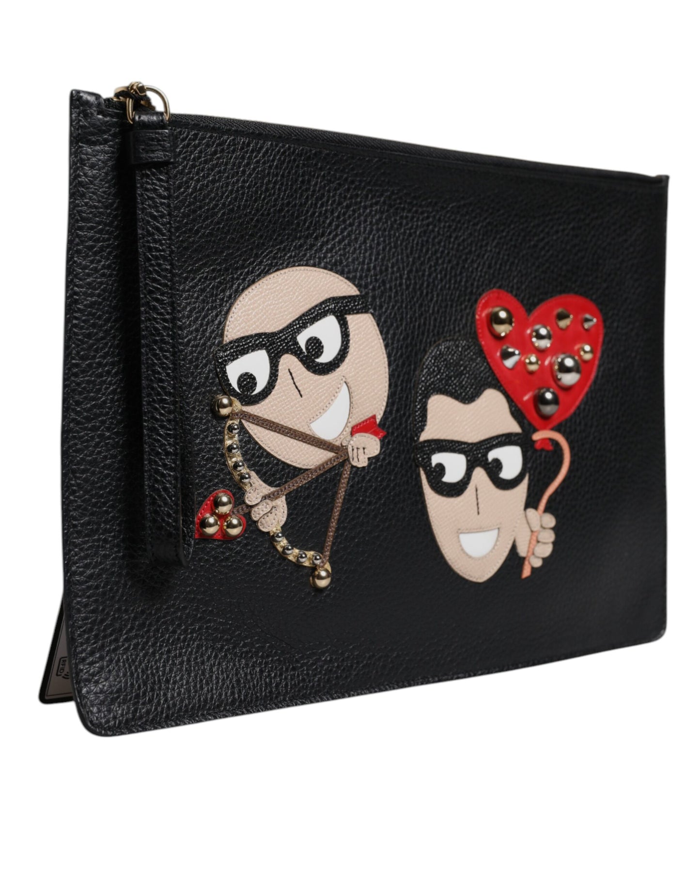 Dolce & Gabbana Schwarze #DGFamily Clutch aus verziertem Leder