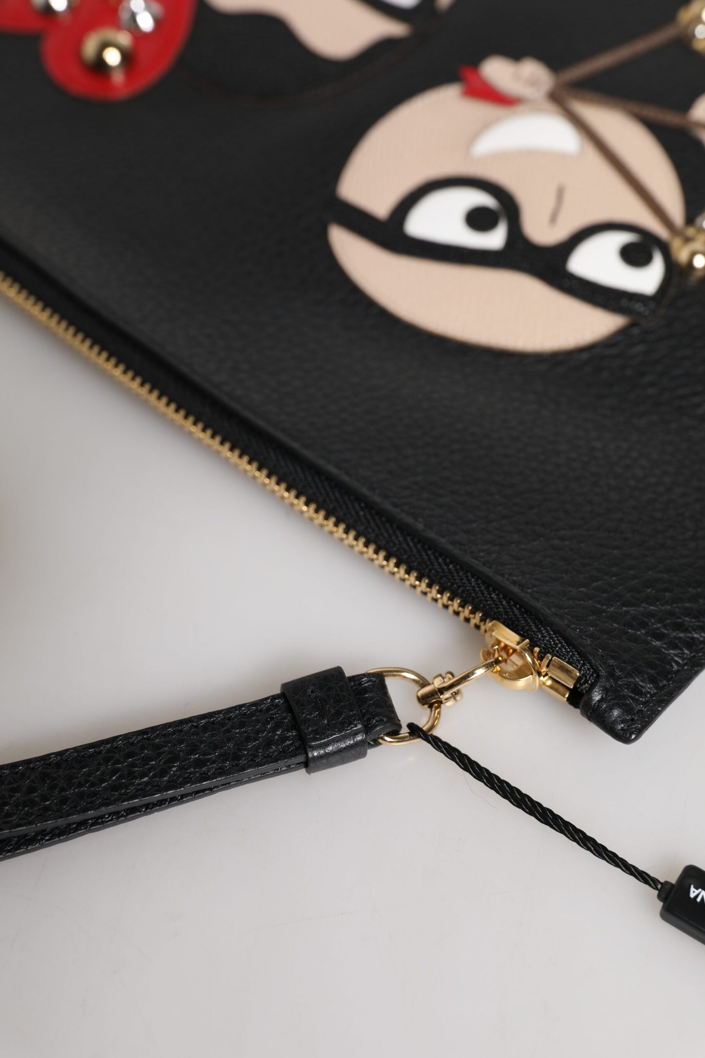 Dolce & Gabbana Schwarze #DGFamily Clutch aus verziertem Leder
