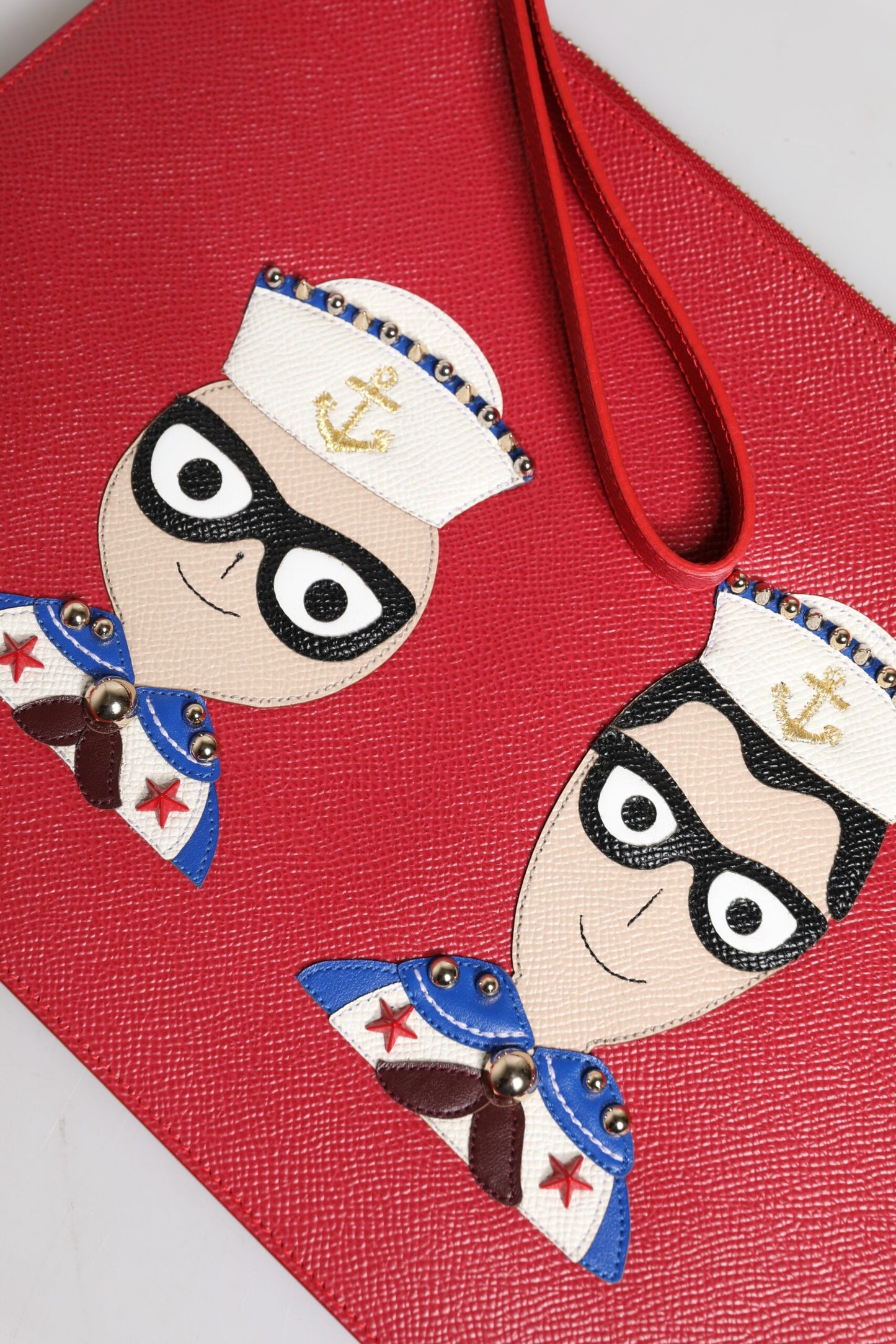 Pochette en cuir ornée Dolce & Gabbana rouge #DGFamily