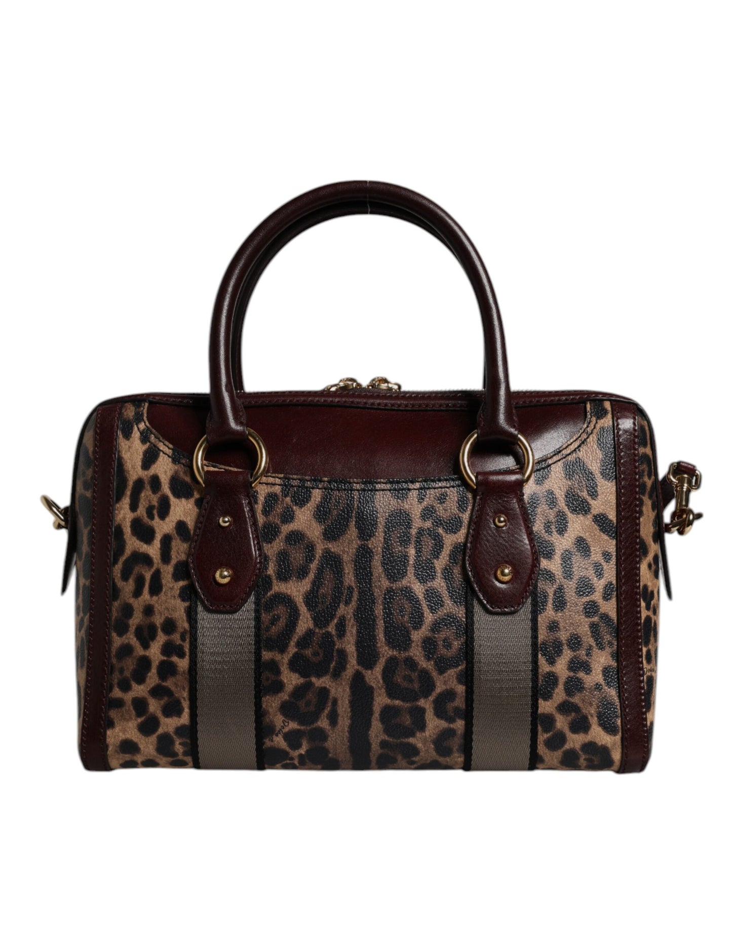 Sac de sport à bandoulière en cuir léopard marron Dolce & Gabbana