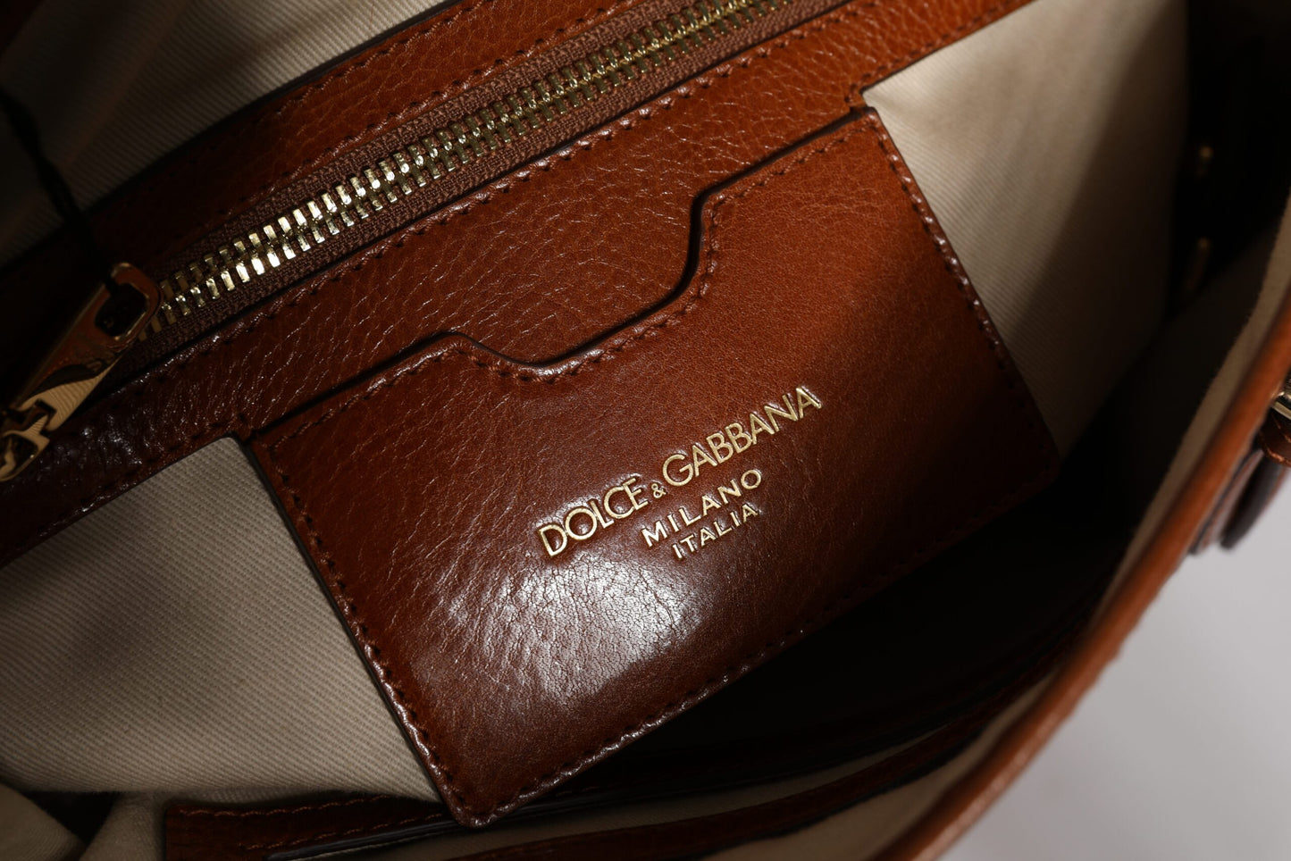 Sac fourre-tout à bandoulière en cuir léopard marron Dolce & Gabbana