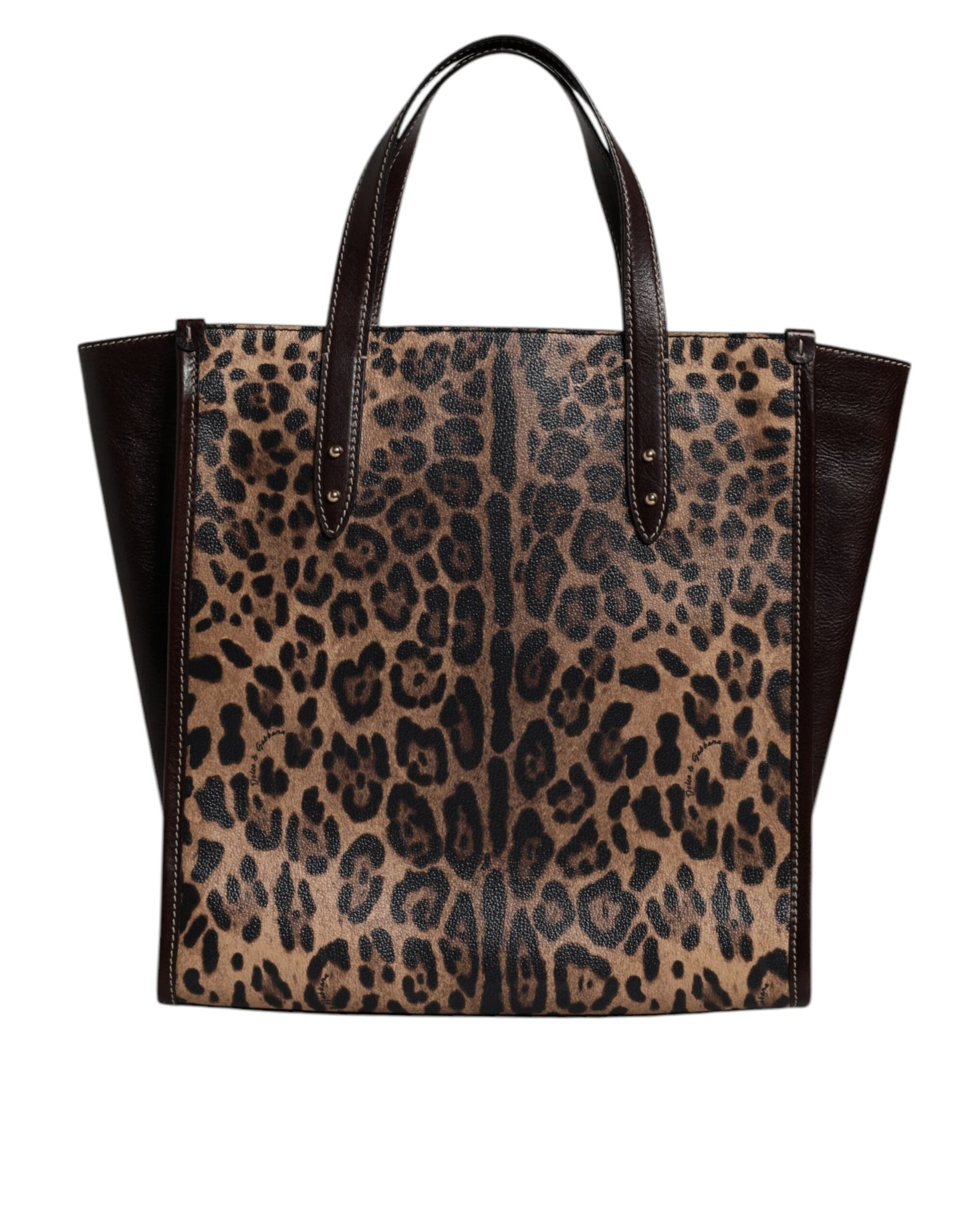Sac fourre-tout à bandoulière en cuir léopard marron Dolce & Gabbana