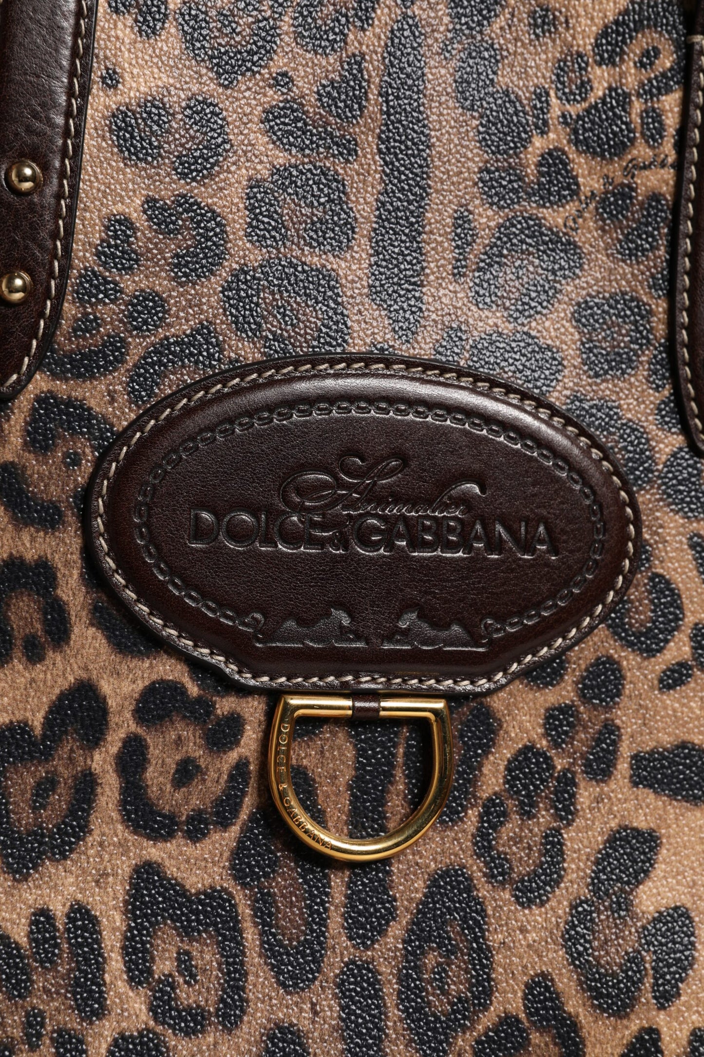 Sac fourre-tout à bandoulière en cuir léopard marron Dolce & Gabbana