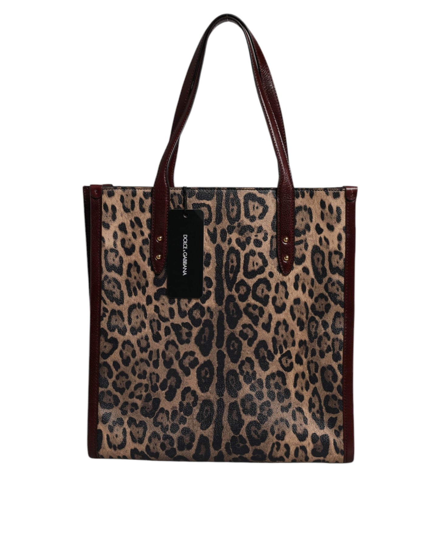 Sac fourre-tout à bandoulière en cuir léopard marron Dolce & Gabbana