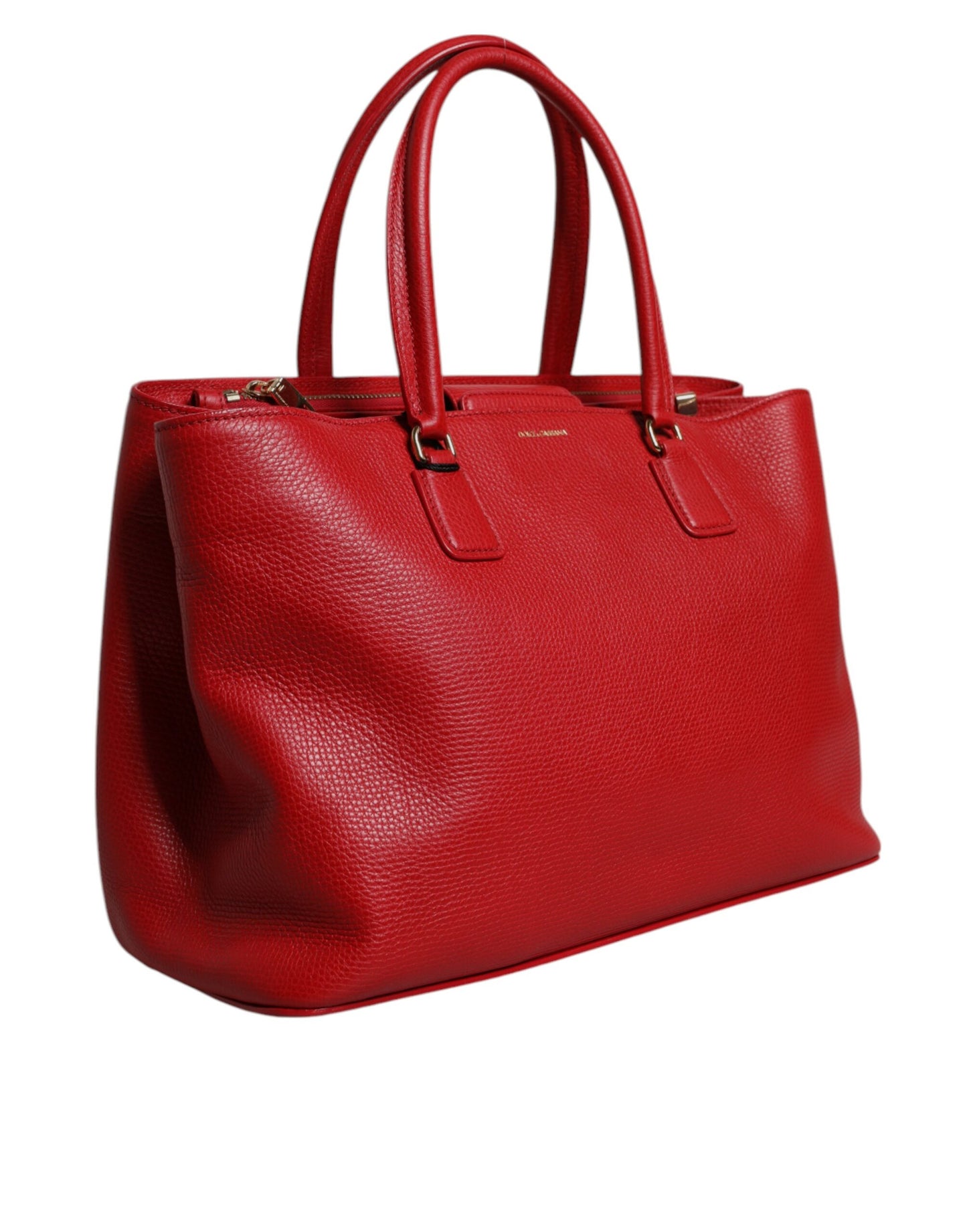 Sac à main Dolce & Gabbana en cuir de veau rouge avec plaque logo