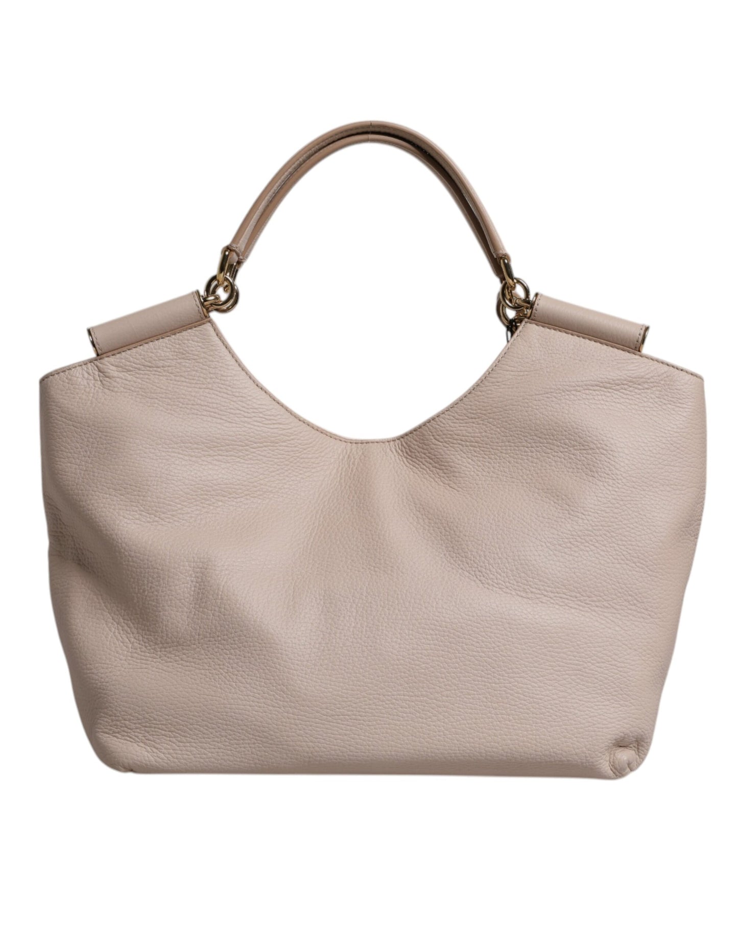 Sac fourre-tout à poignée supérieure en cuir de cerf rose clair Dolce & Gabbana avec plaque logo