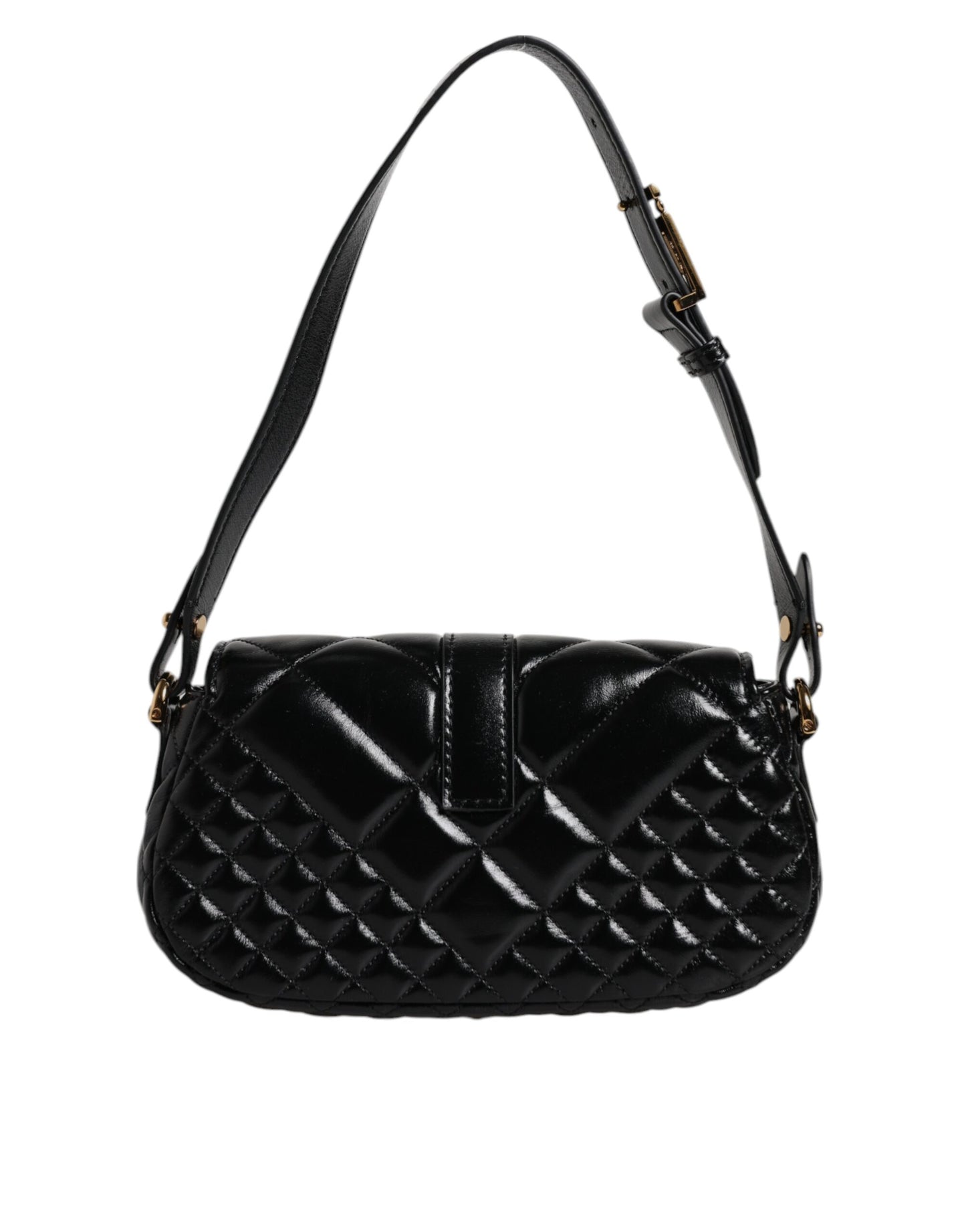 Sac bandoulière matelassé en cuir de veau noir Versace