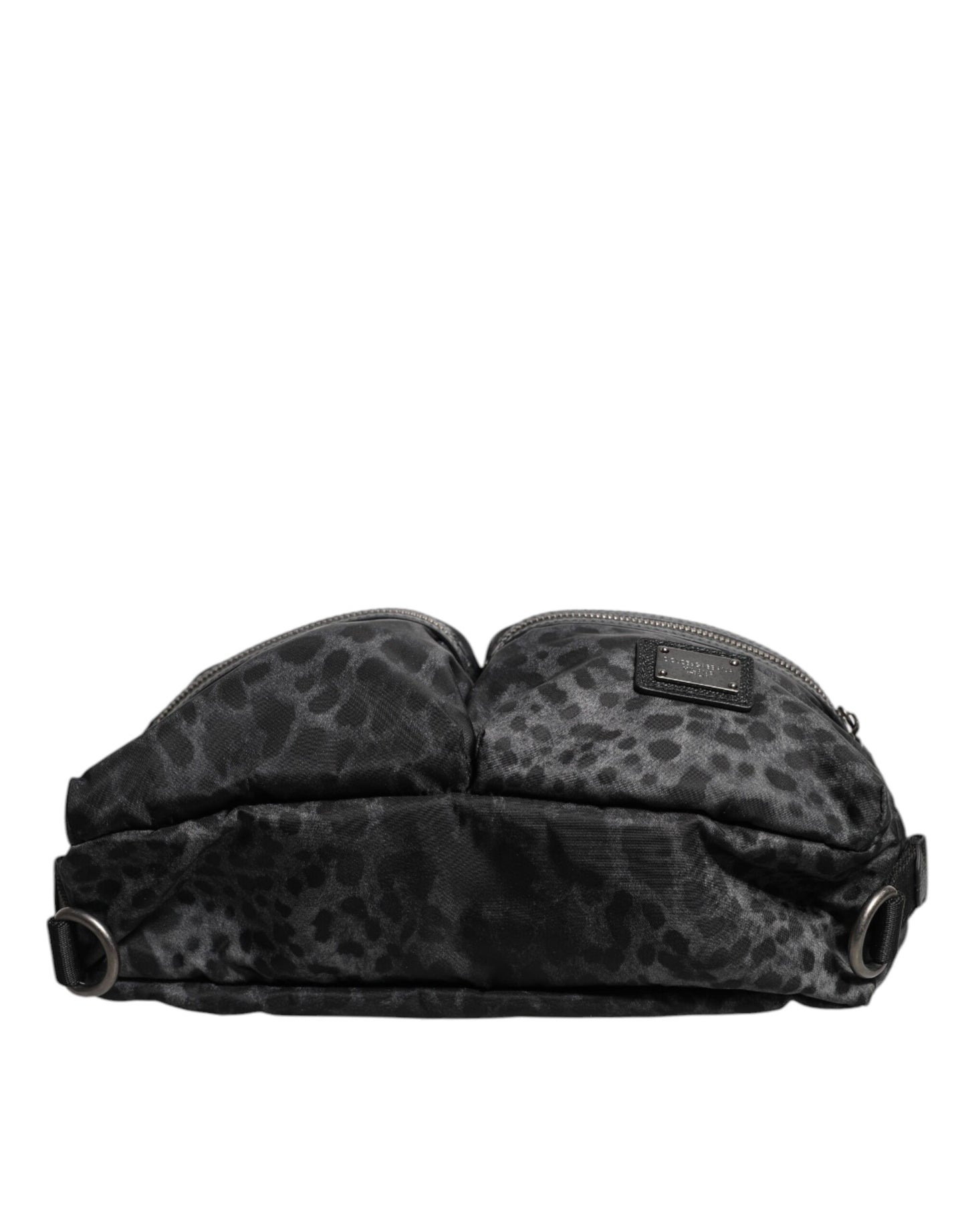 Dolce & Gabbana – Gürteltasche mit DG-Logo und Leopardenmuster in Schwarz und Grau