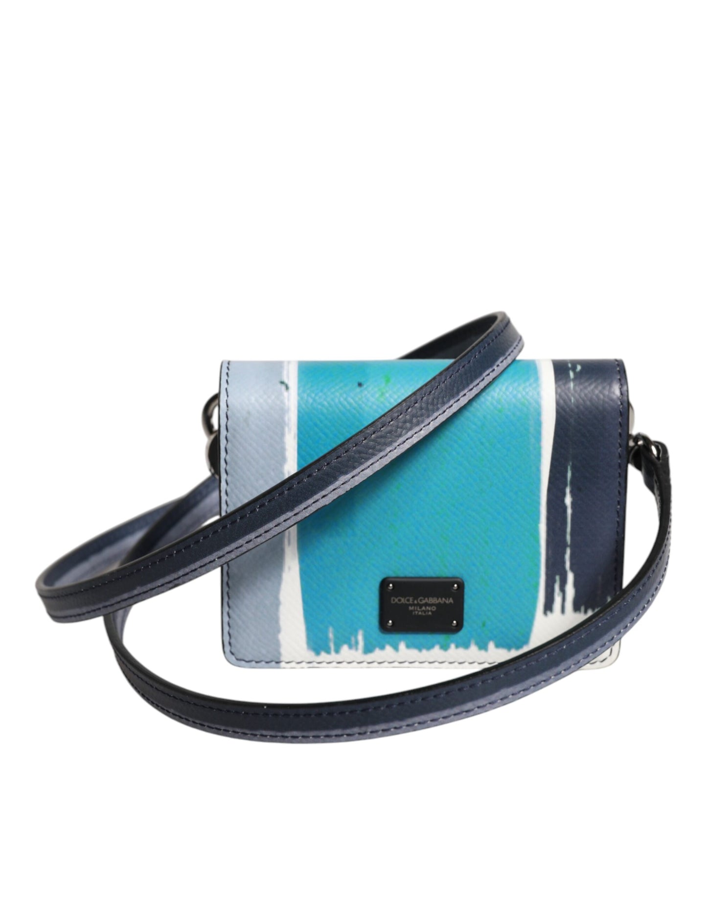 Portefeuille porte-cartes à deux volets en cuir multicolore Dolce & Gabbana avec logo DG