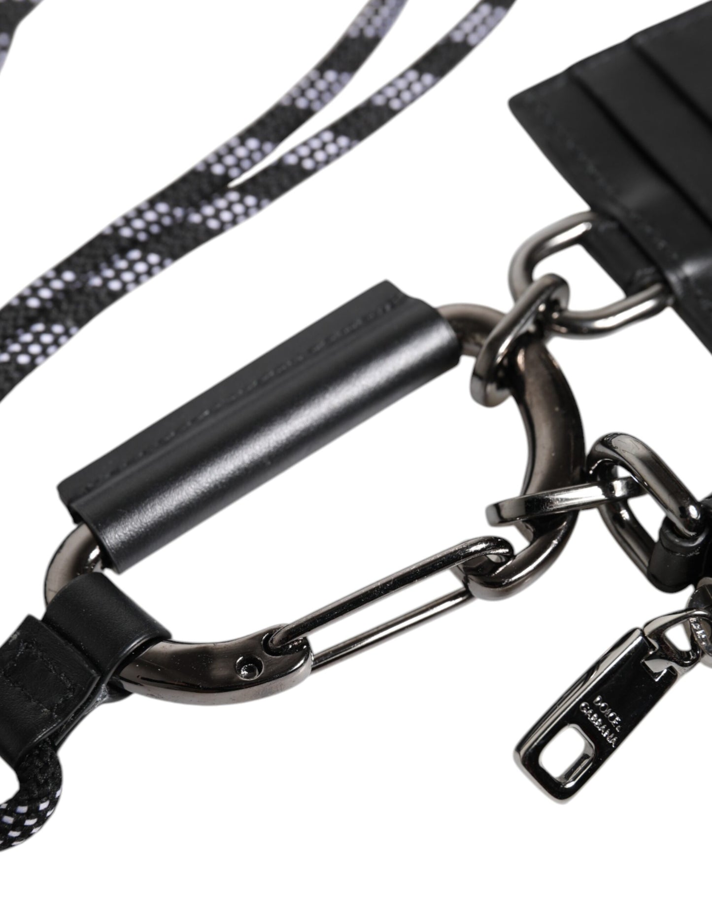 Dolce & Gabbana Schwarzes Kartenetui aus Leder mit Rundum-Reißverschluss