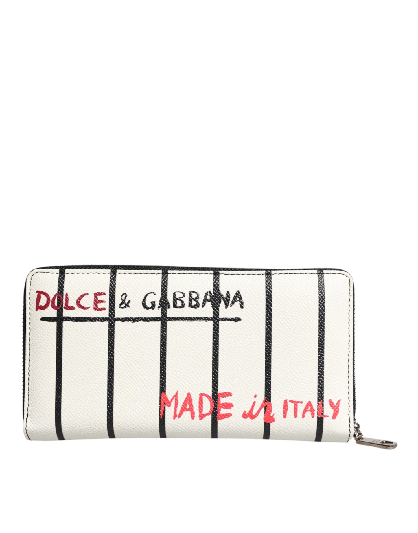 Portefeuille continental zippé en cuir blanc Dolce & Gabbana DG Crown Royals