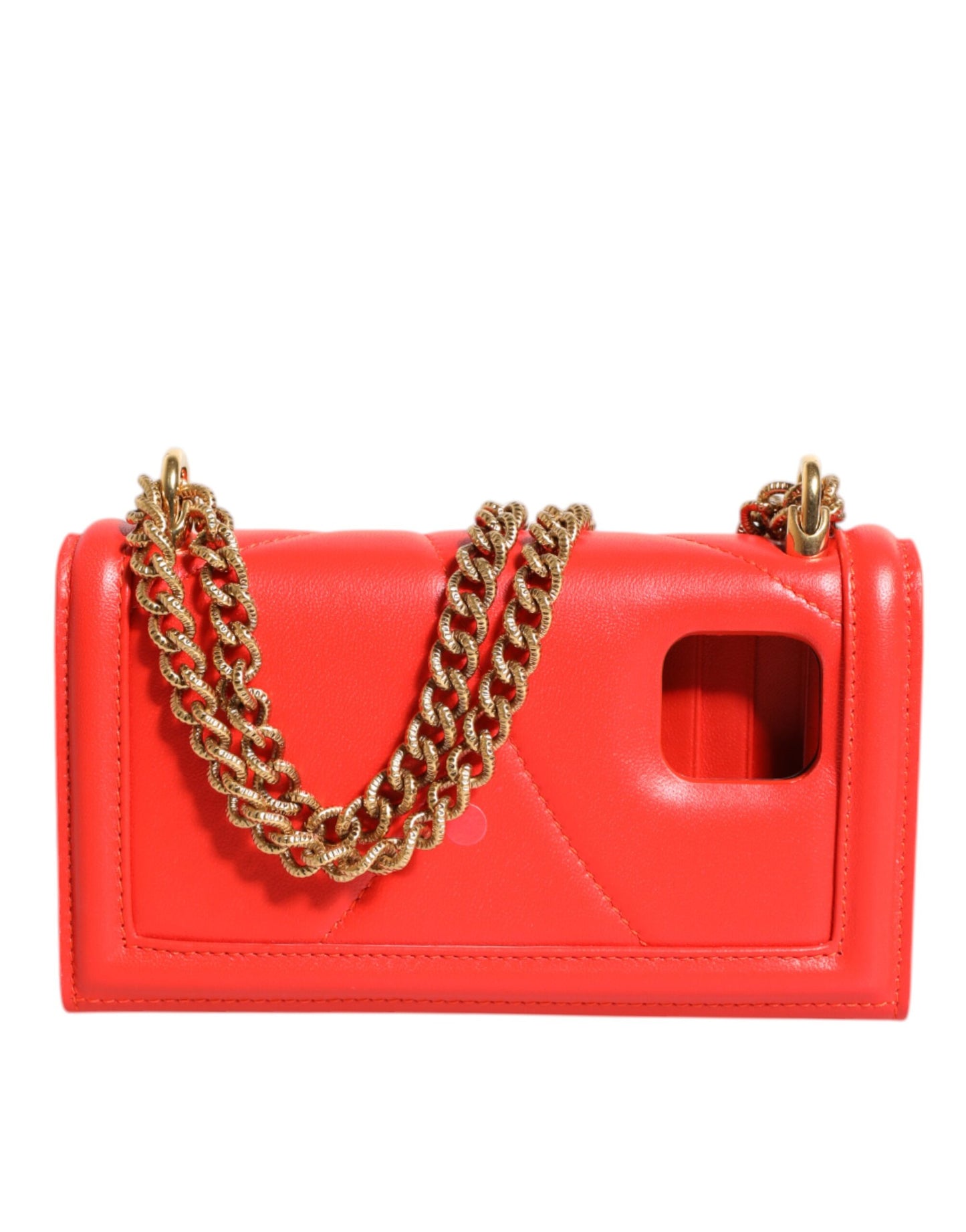 Sac bandoulière pour téléphone Dolce & Gabbana en cuir rouge matelassé Devotion