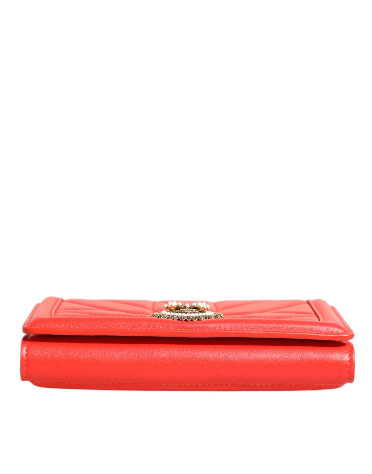Sac bandoulière pour téléphone Dolce & Gabbana en cuir rouge matelassé Devotion