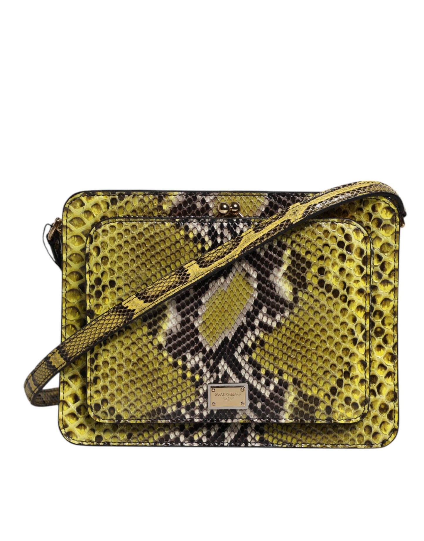 Pochette bandoulière en cuir exotique vert Dolce & Gabbana DG Plaque