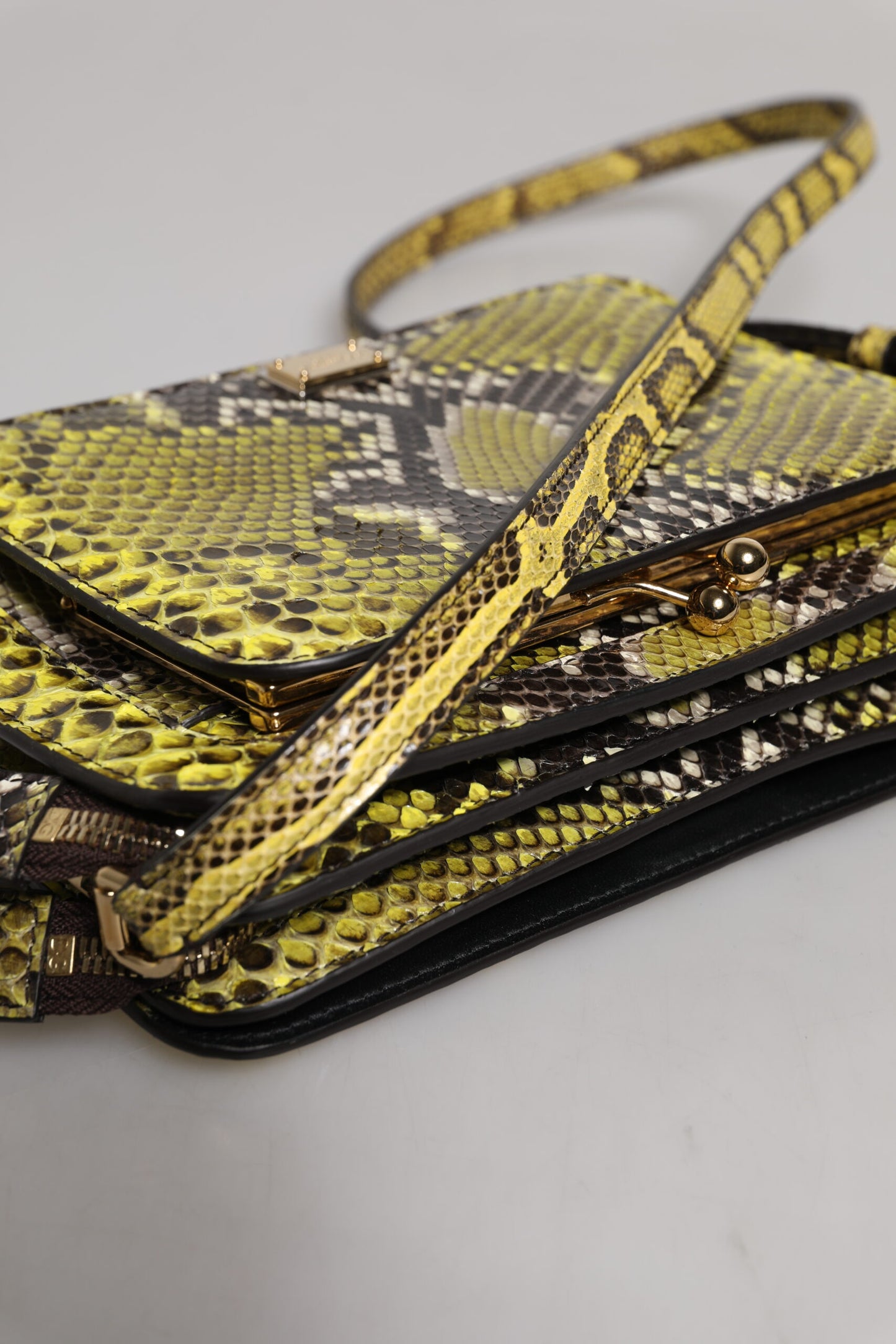 Pochette bandoulière en cuir exotique vert Dolce & Gabbana DG Plaque