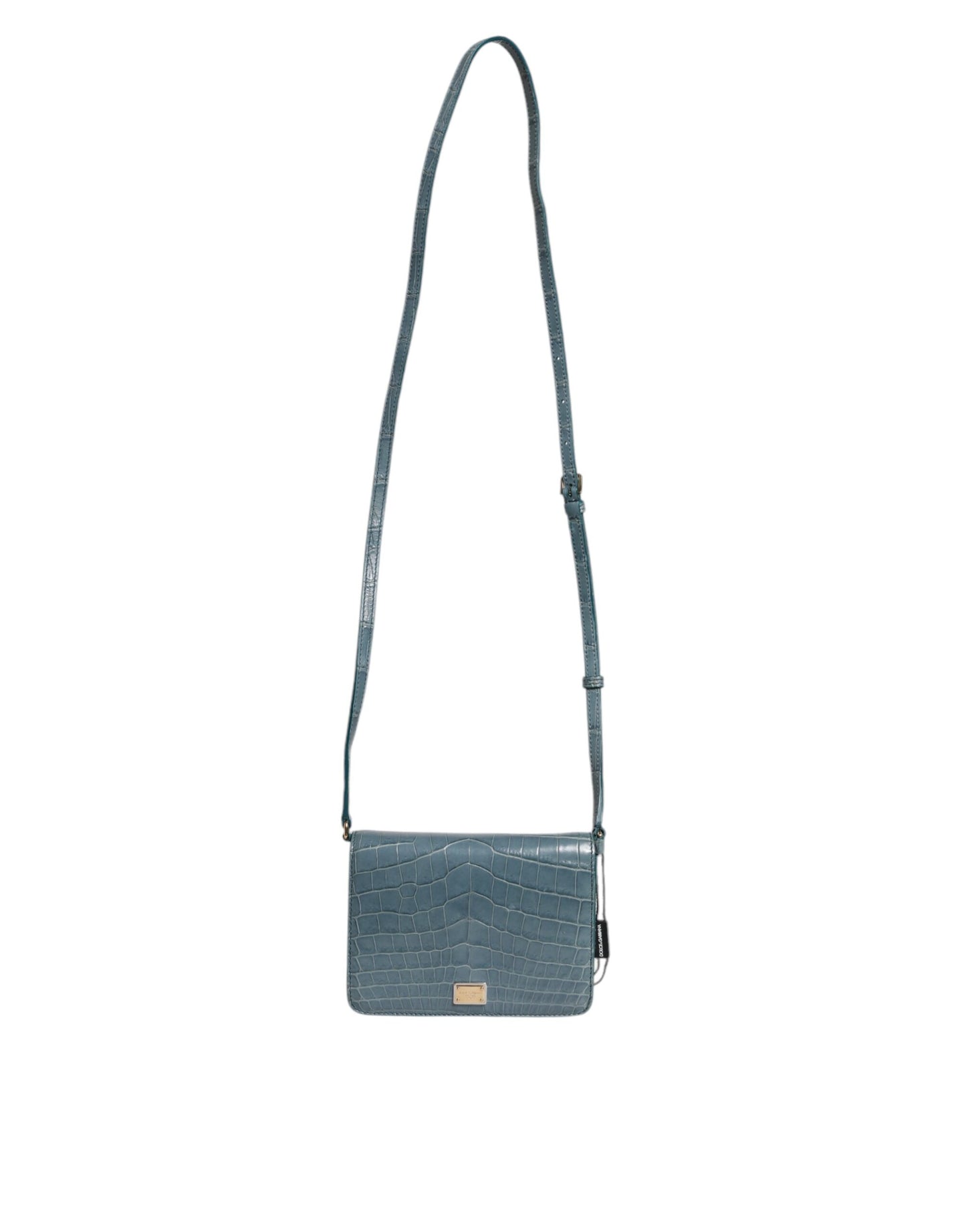 Mini sac bandoulière Dolce & Gabbana en cuir exotique vert DG Plaque