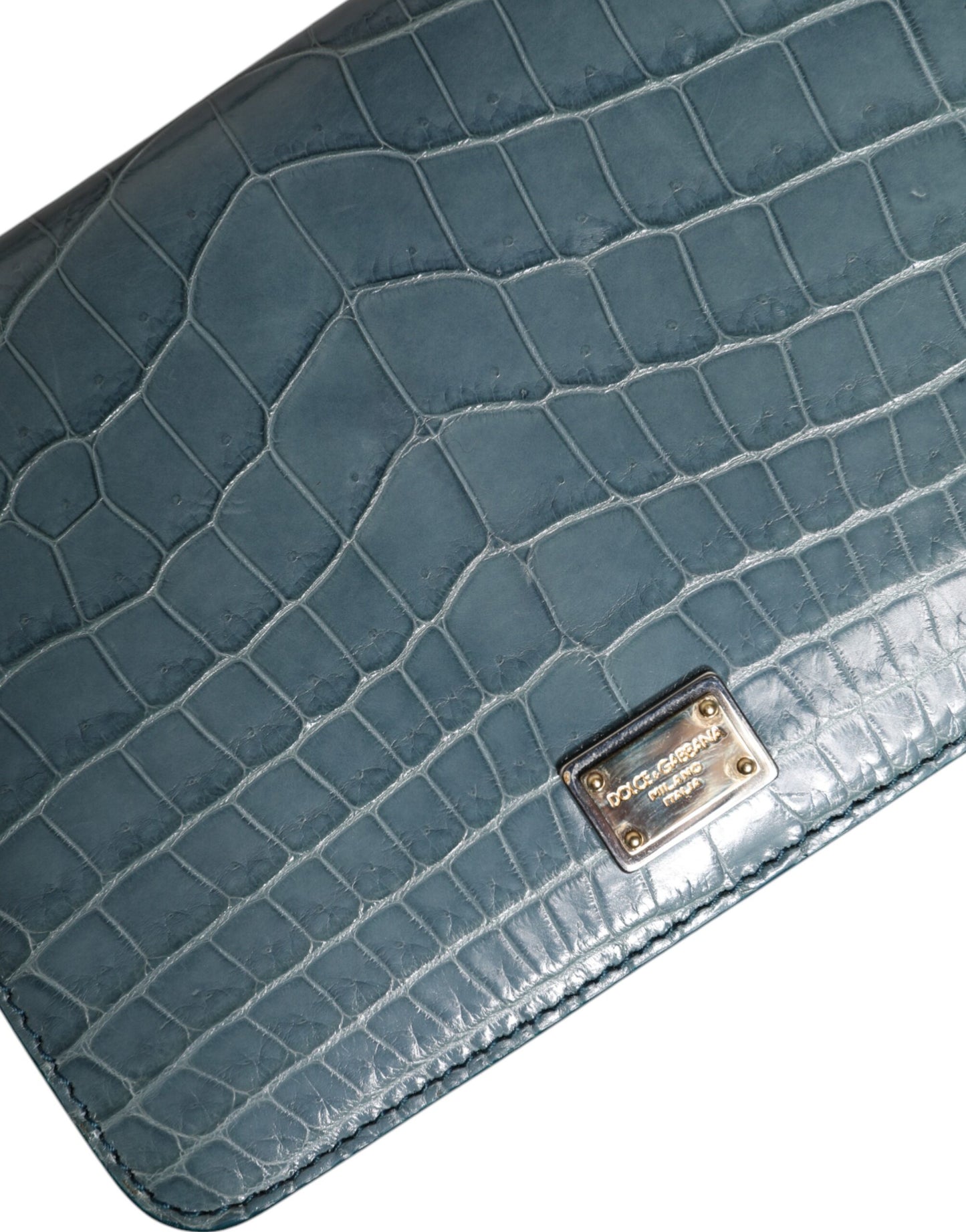 Mini sac bandoulière Dolce & Gabbana en cuir exotique vert DG Plaque