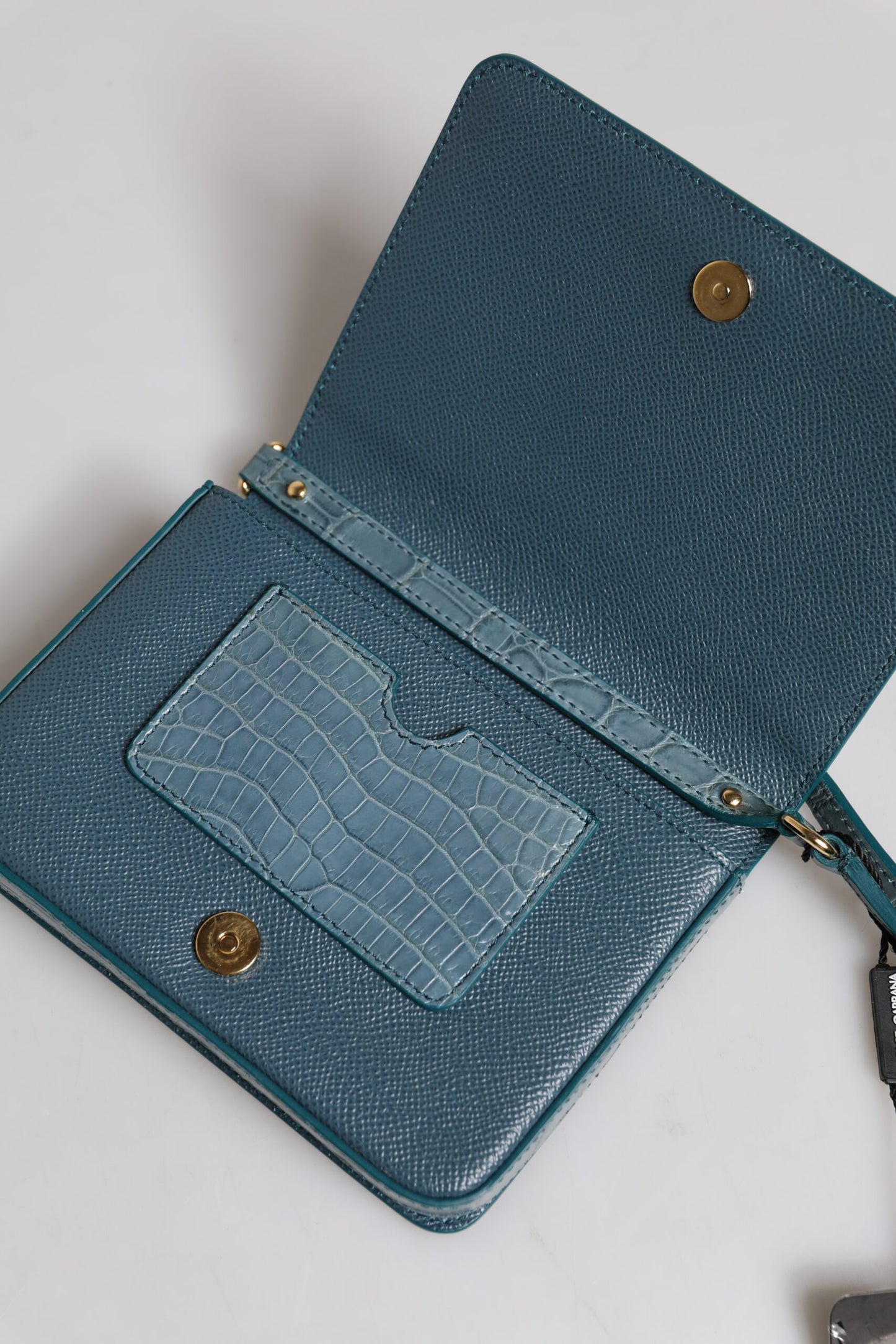 Mini sac bandoulière Dolce & Gabbana en cuir exotique vert DG Plaque