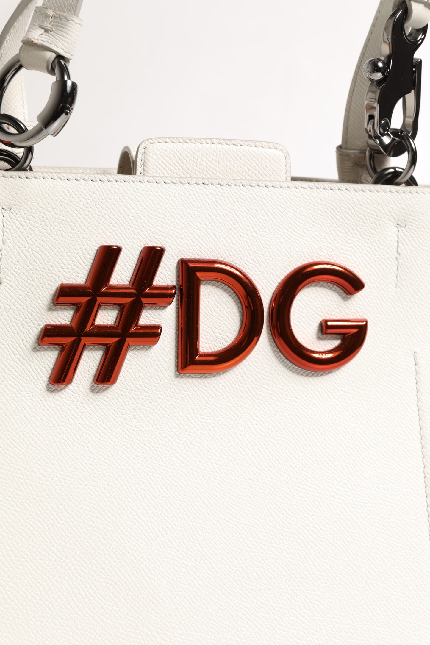 Sac fourre-tout à poignée supérieure en cuir blanc Dolce & Gabbana #DG BEATRICE