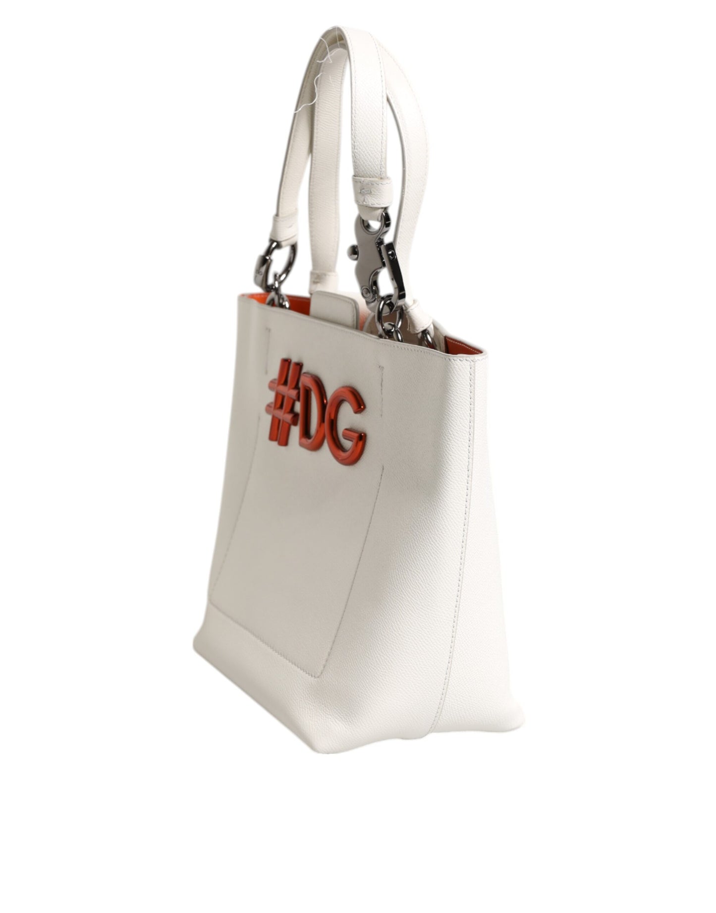 Sac fourre-tout à poignée supérieure en cuir blanc Dolce & Gabbana #DG BEATRICE