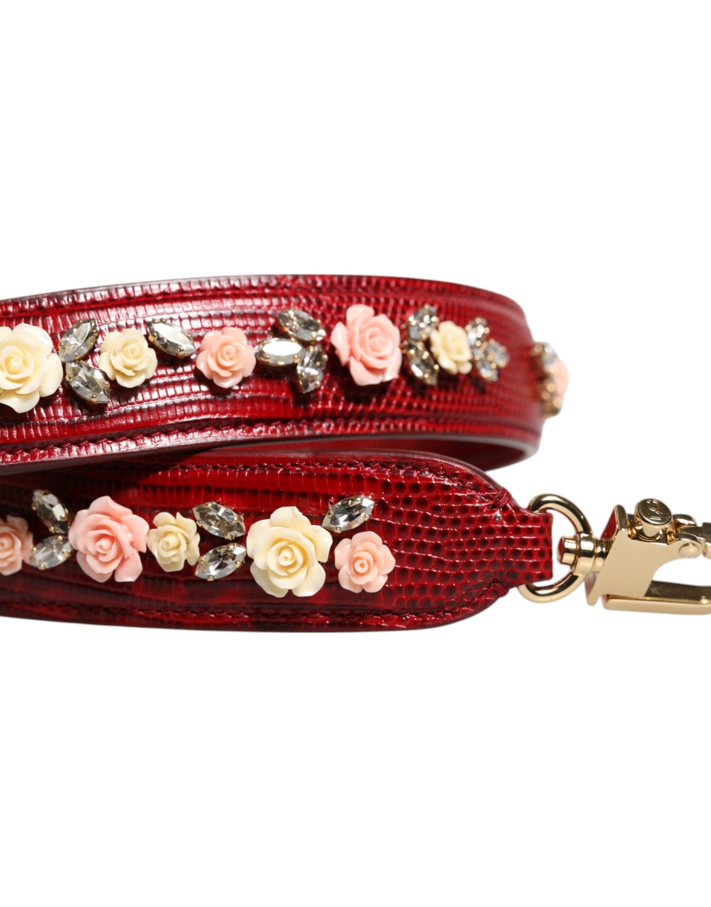 Sac à bandoulière Dolce & Gabbana en cuir rouge à ornements floraux