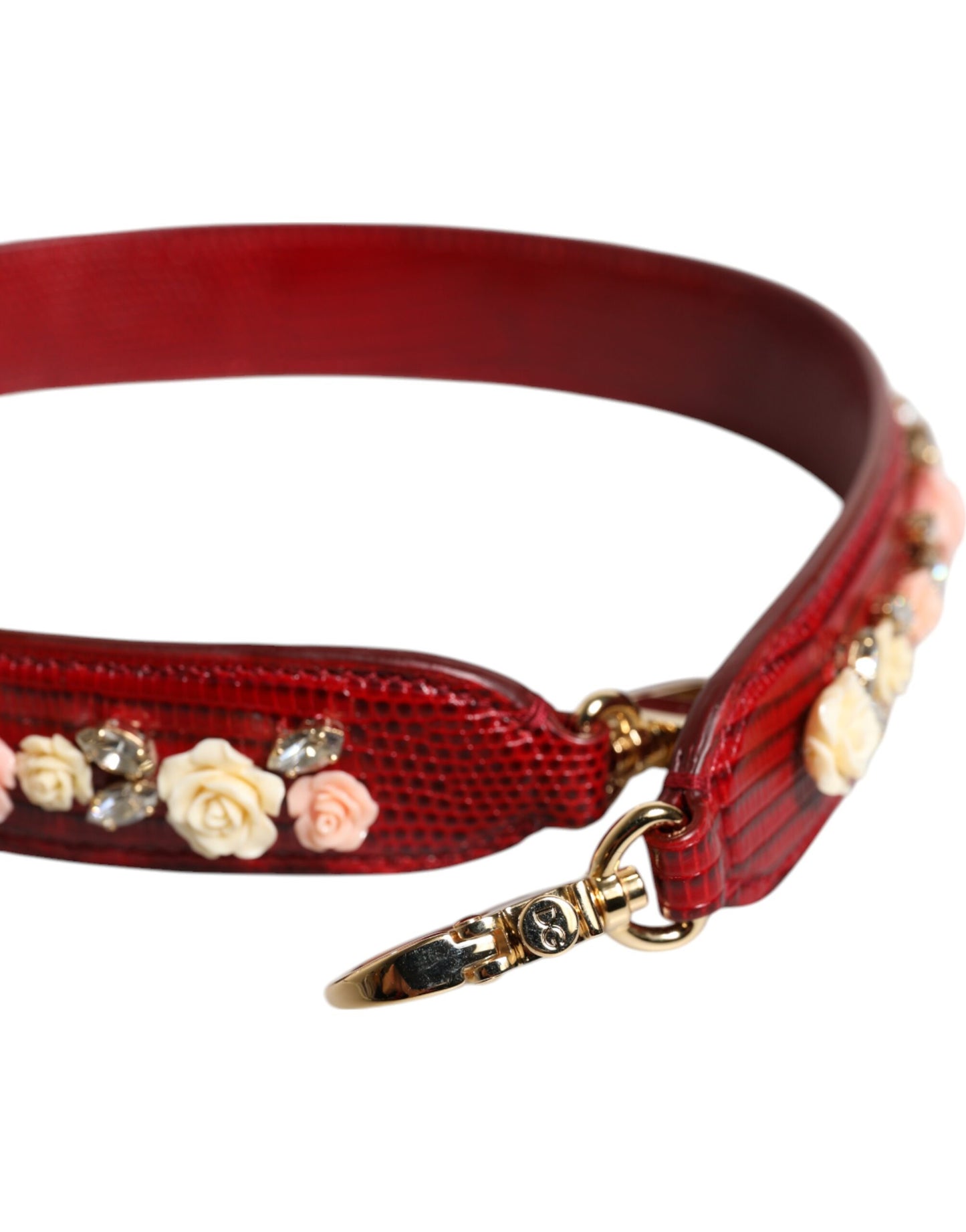 Sac à bandoulière Dolce & Gabbana en cuir rouge à ornements floraux