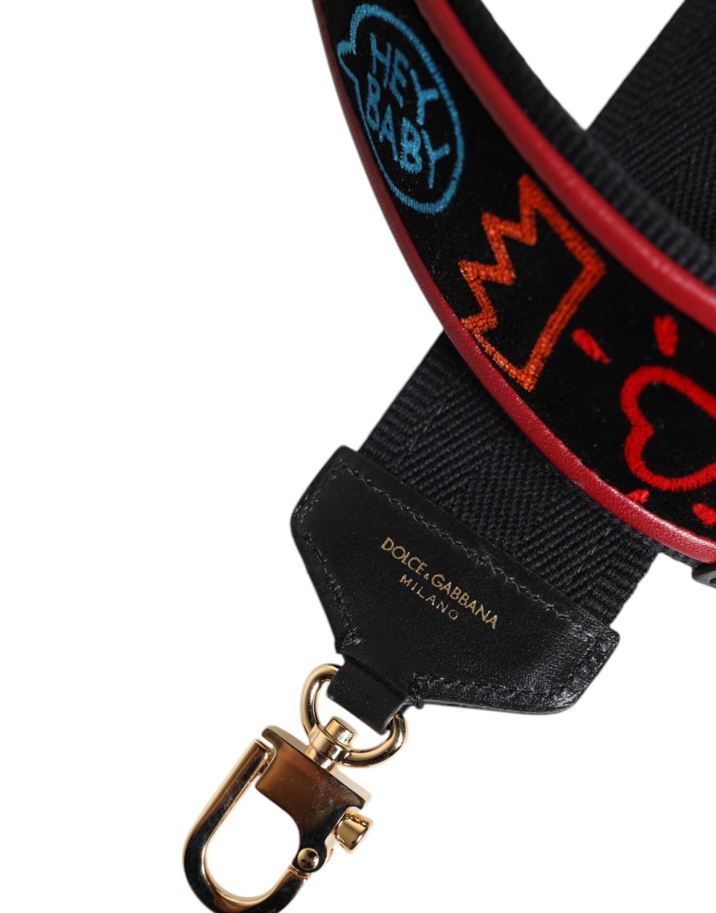 Dolce & Gabbana – Schultergurt für bedruckte Tasche aus schwarzer Baumwolle