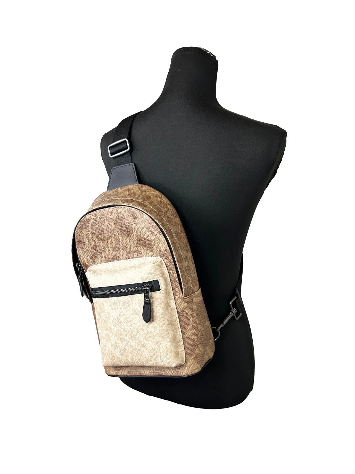 COACH West Color Block Leather Sling Pack Backpack Bag Sand at The Platonist