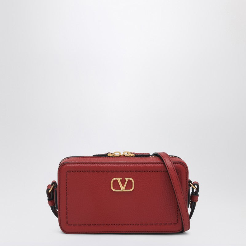 Petit sac bandoulière en cuir rouge Valentino Garavani Alltime