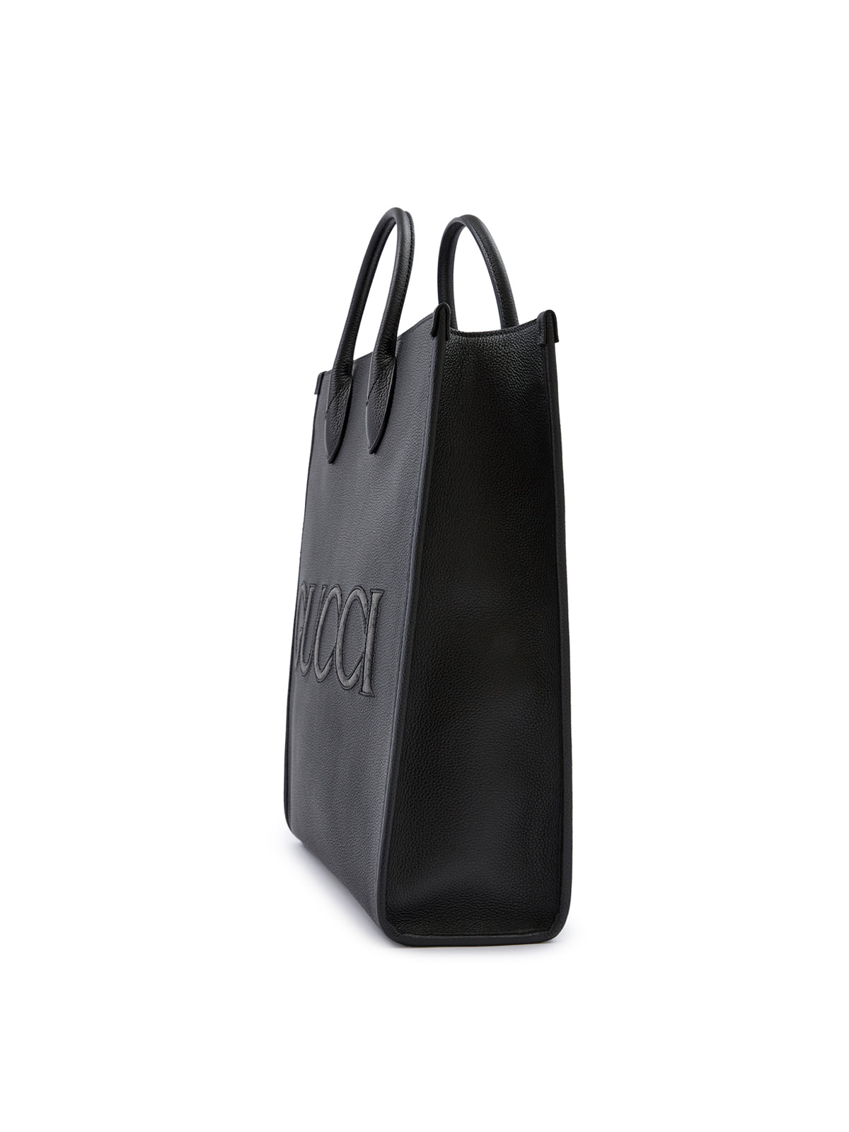 Gucci Black Leather Logo Medium Tote Bag at The Platonist