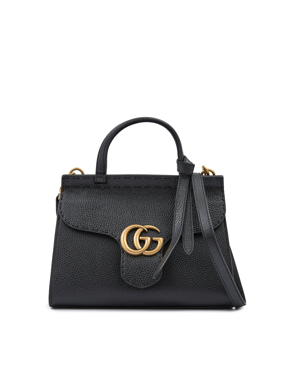 Gucci Black Leather GG Marmont Handbag at The Platonist