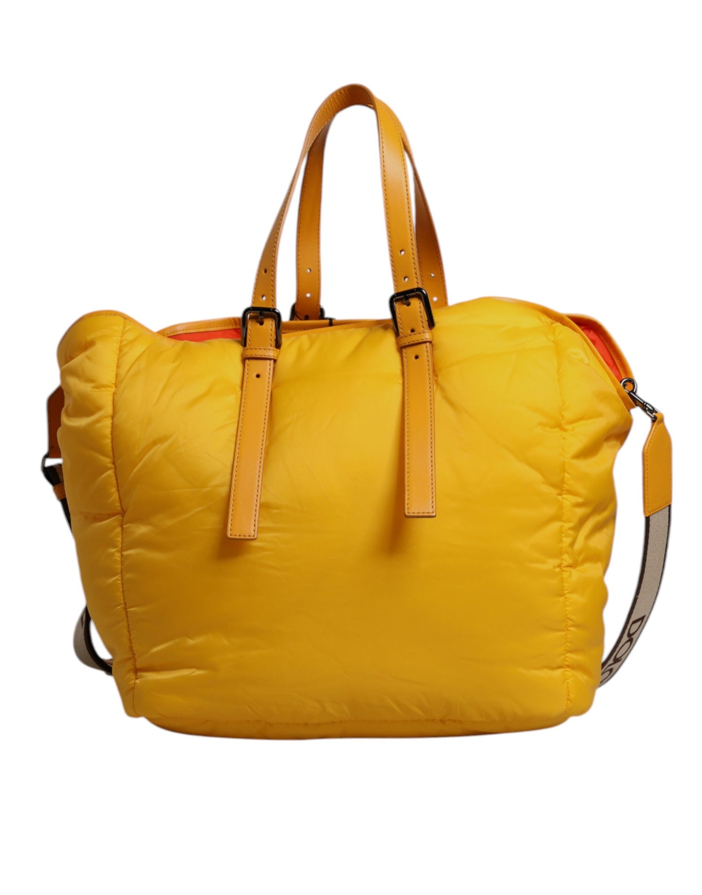 Sac fourre-tout à bandoulière Dolce & Gabbana en nylon jaune orange avec logo