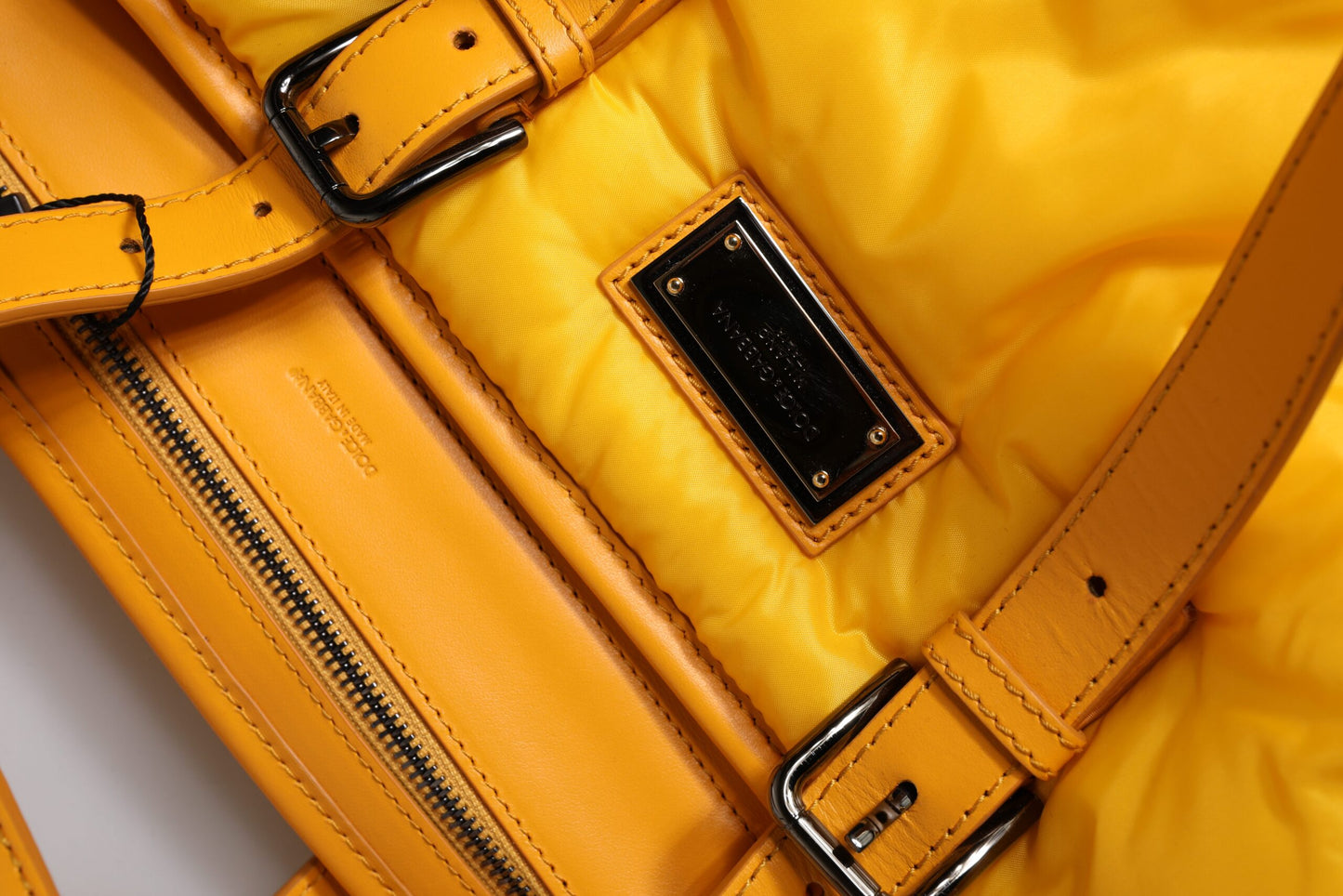 Sac fourre-tout à bandoulière Dolce & Gabbana en nylon jaune orange avec logo