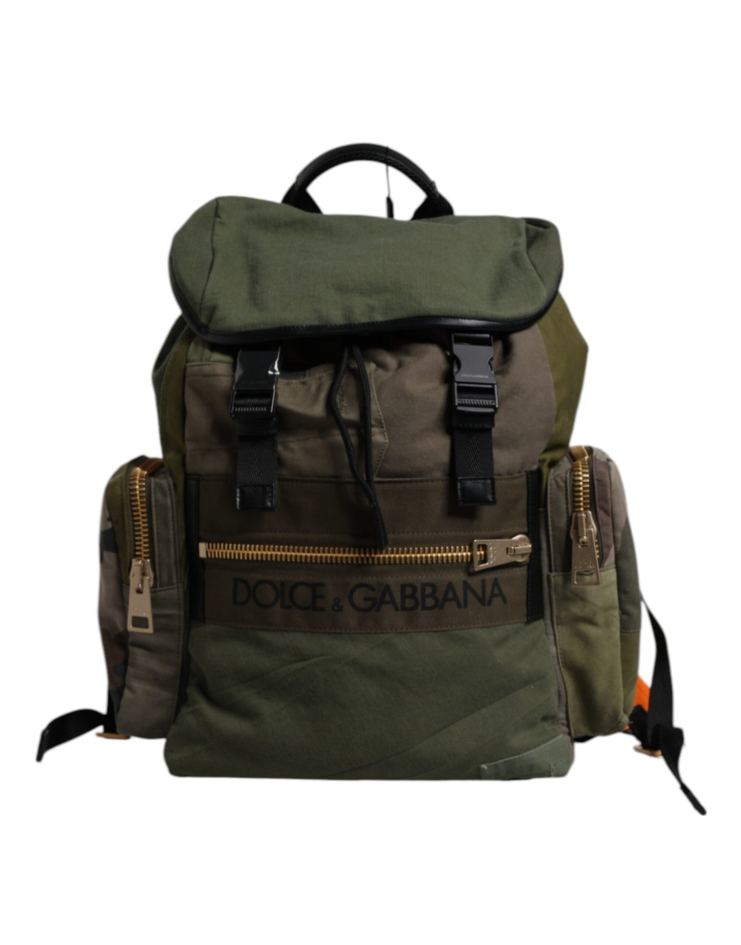Dolce & Gabbana Grüner Patchwork-Reiserucksack Militärtasche