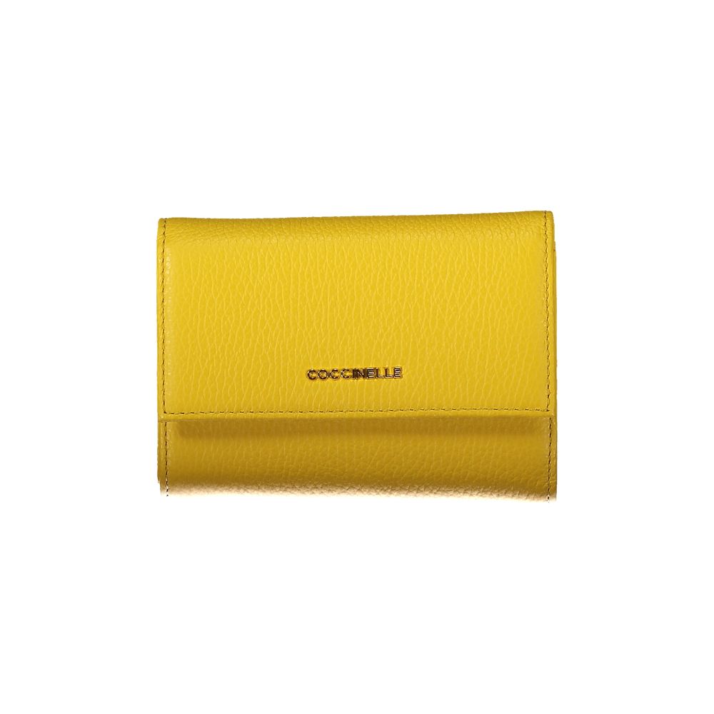 Portefeuille en cuir jaune Coccinelle