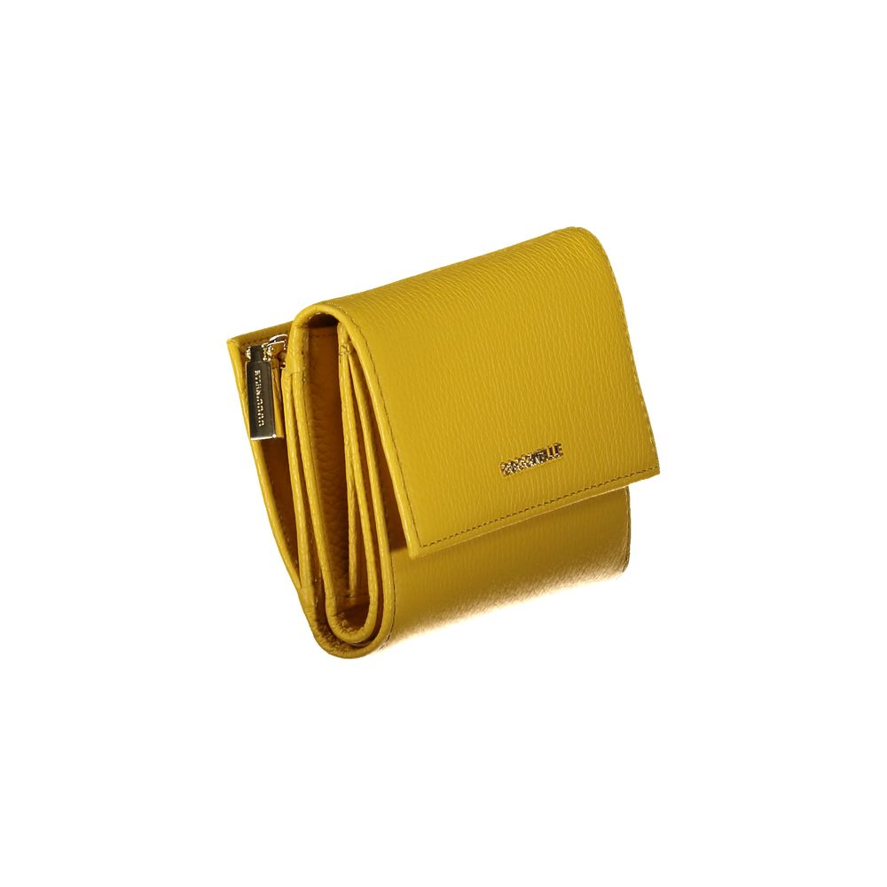 Portefeuille en cuir jaune Coccinelle