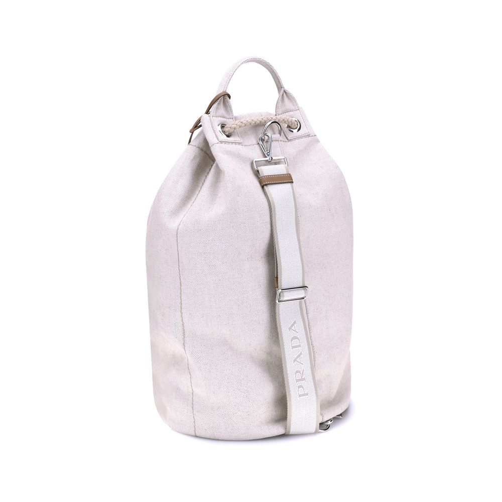 Prada Linen Bucket Bag at The Platonist