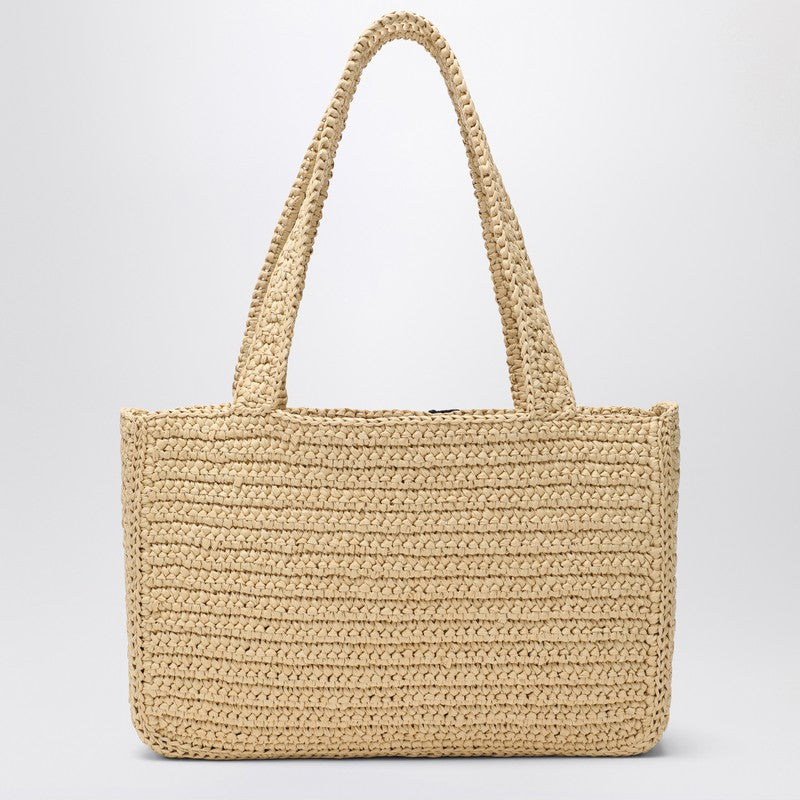 Valentino Garavani Viva Superstar Crochet Medium Natur/Schwarze Tasche