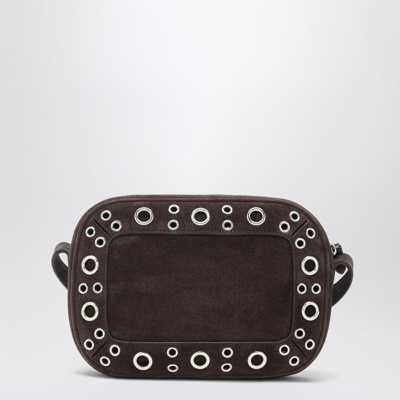 Sac Nellcôte Valentino Garavani marron en daim avec clous et rivets