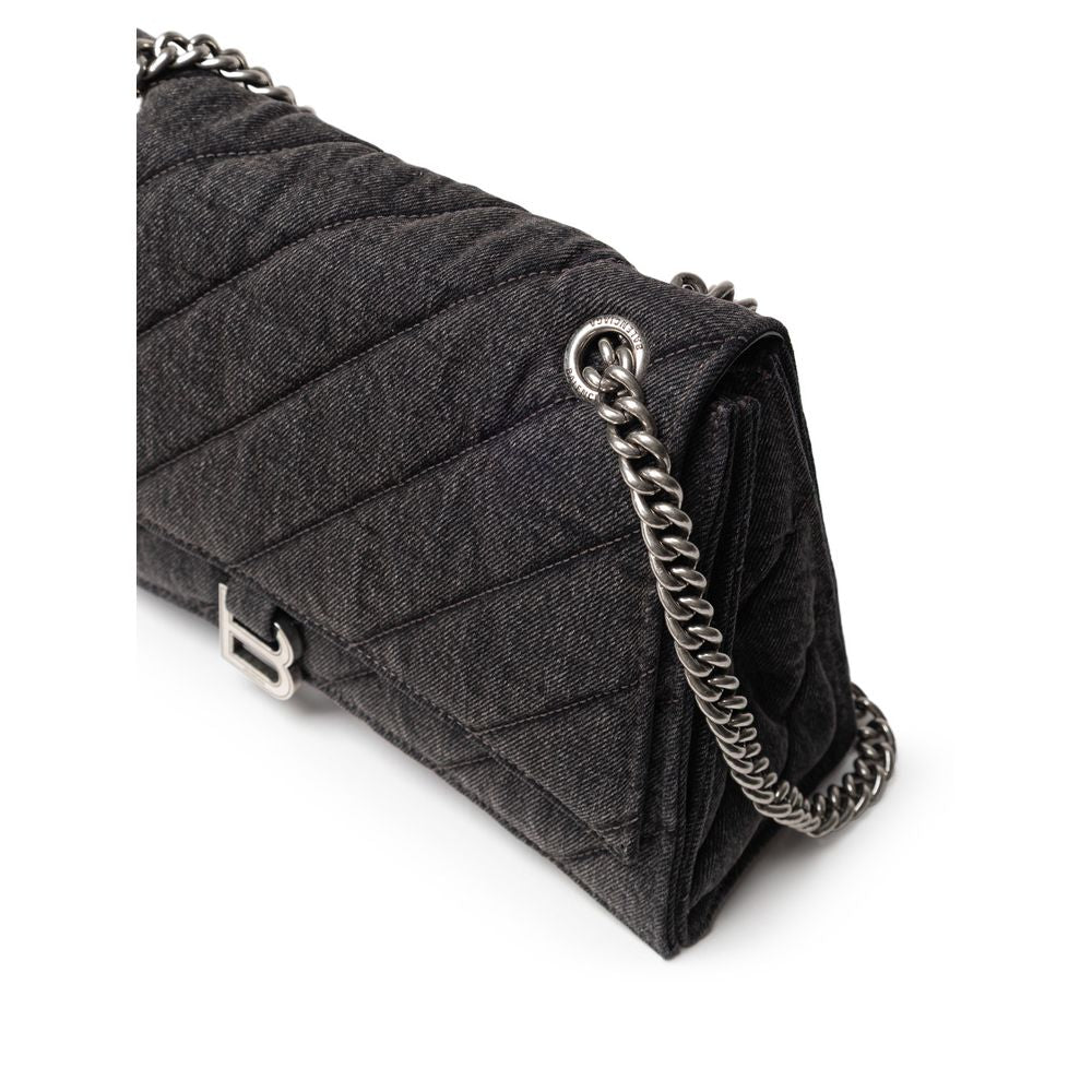 Balenciaga Black Fabric And Leather Shoulder Bag at The Platonist