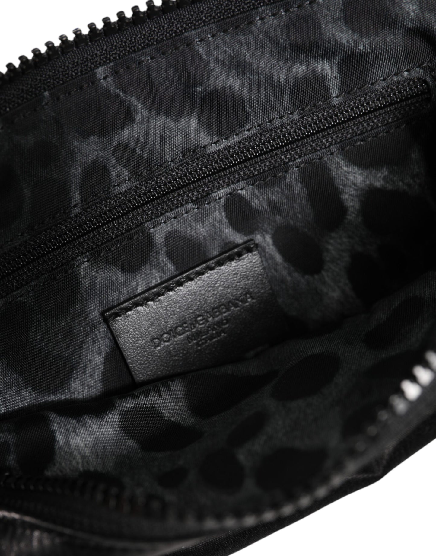 Pochette porte-clés Dolce & Gabbana en nylon noir avec logo