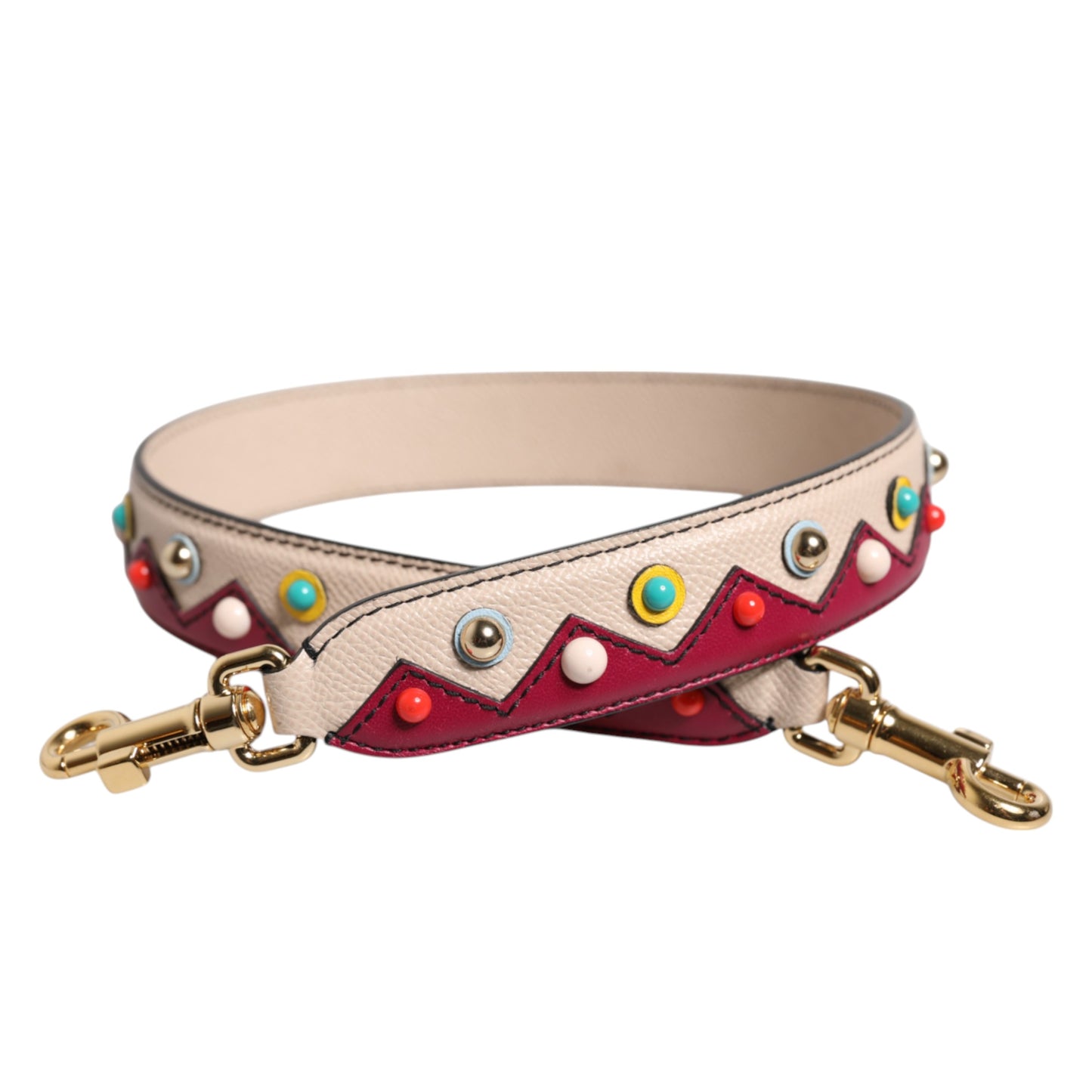 Dolce & Gabbana Beige Rot Leder Handtasche Zubehör Schultergurt