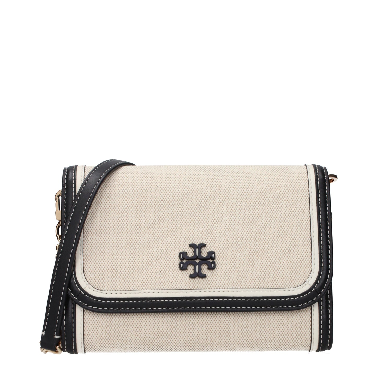 Tory Burch – Clutch aus beigefarbenem Stoff