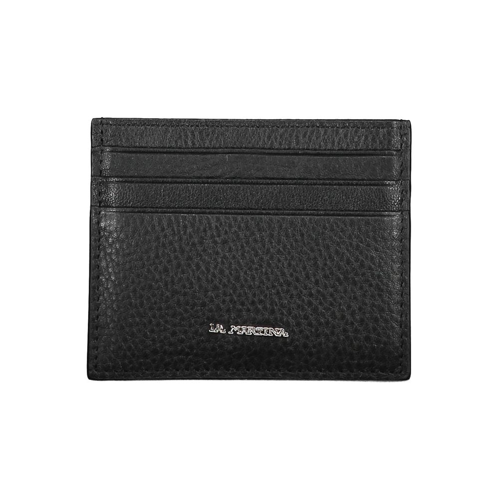 Portefeuille en cuir noir La Martina