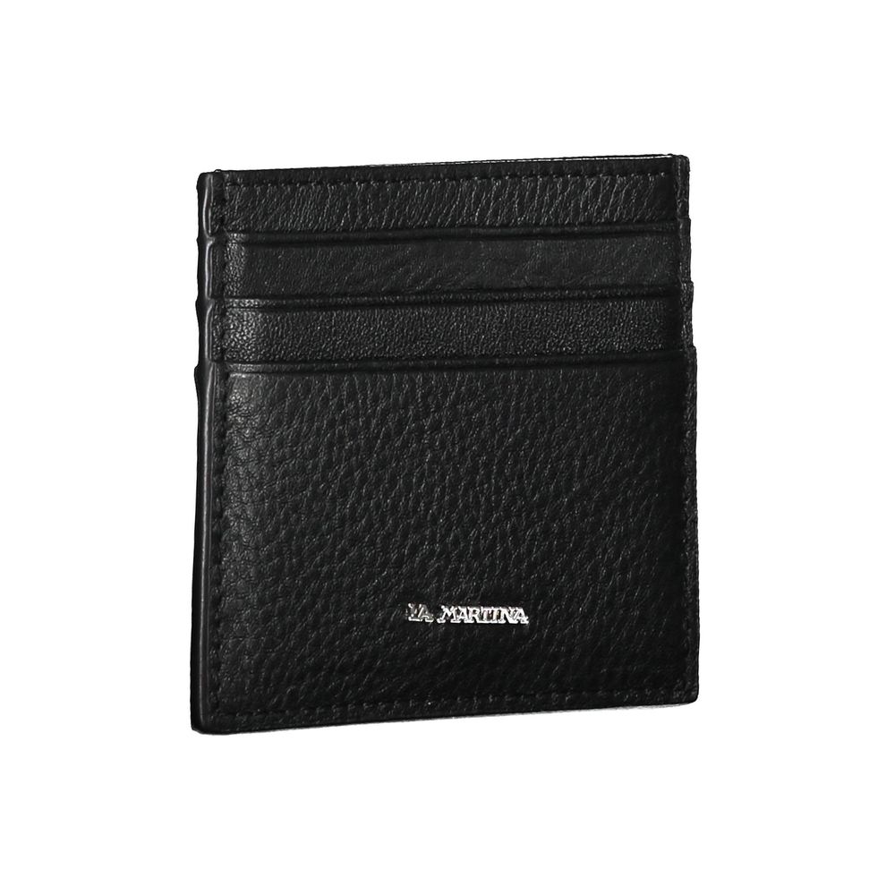 Portefeuille en cuir noir La Martina