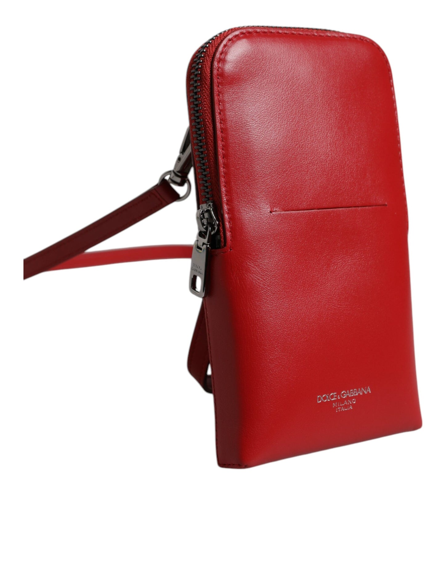 Sac à bandoulière en cuir rouge Dolce & Gabbana pour téléphone