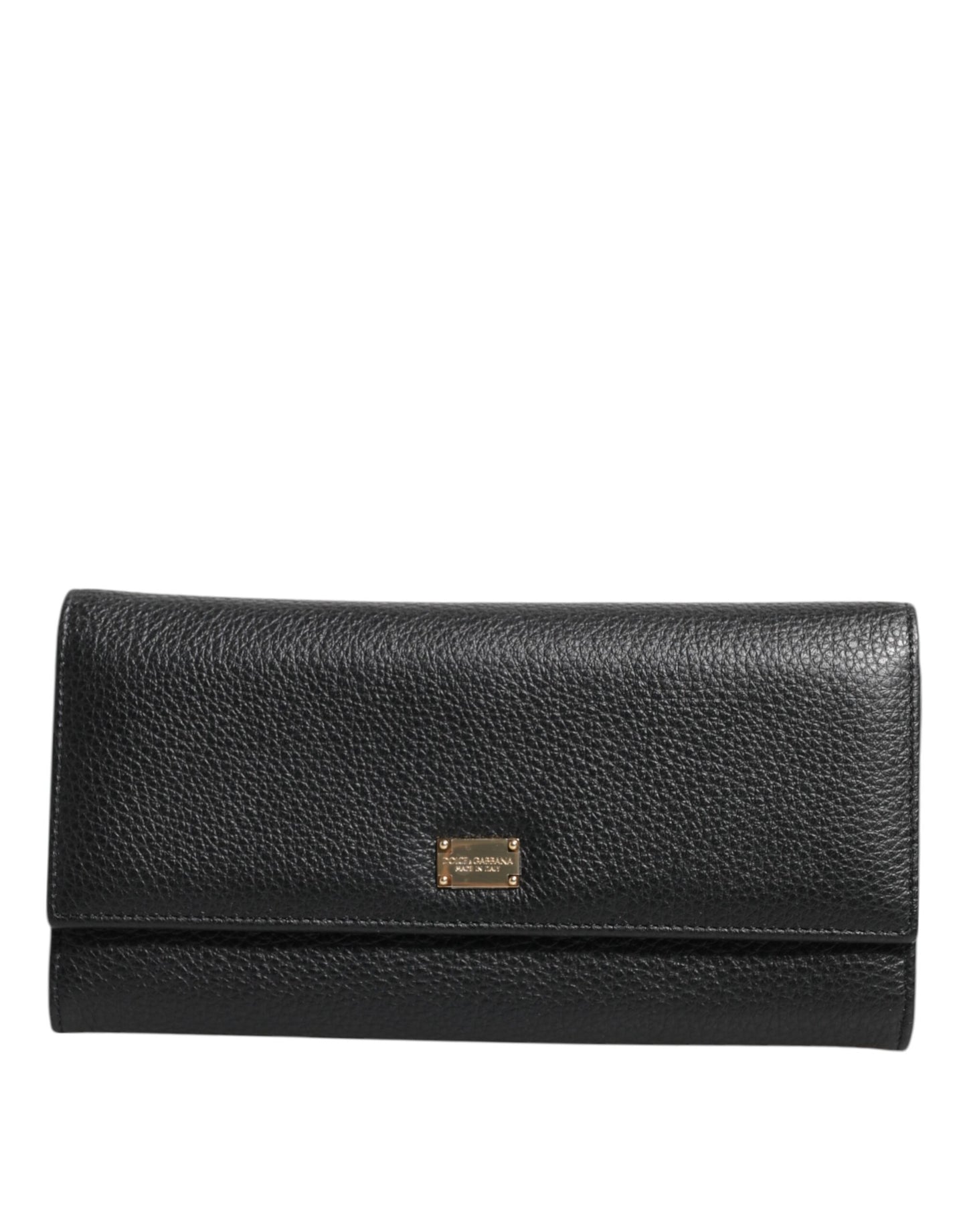 Dolce & Gabbana – Dreifach faltbares Kartenetui aus schwarzem Leder mit Logo-Schild